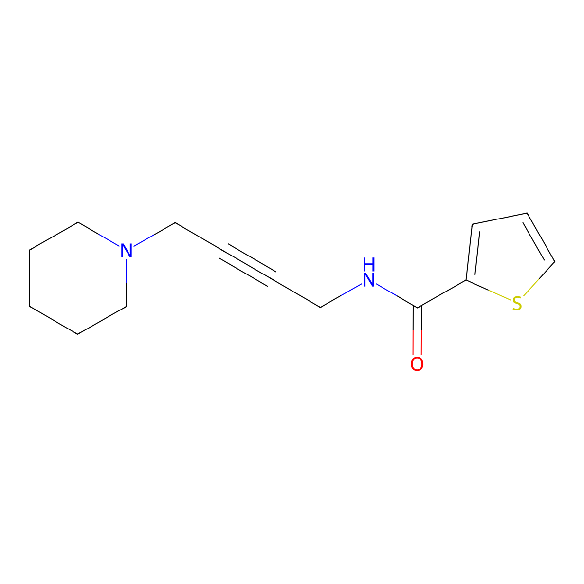 N-(4-(piperidin-1-yl)but-2-yn-1-yl)thiophene-2-carboxamide molecular structure, CAS 1421584-95-3