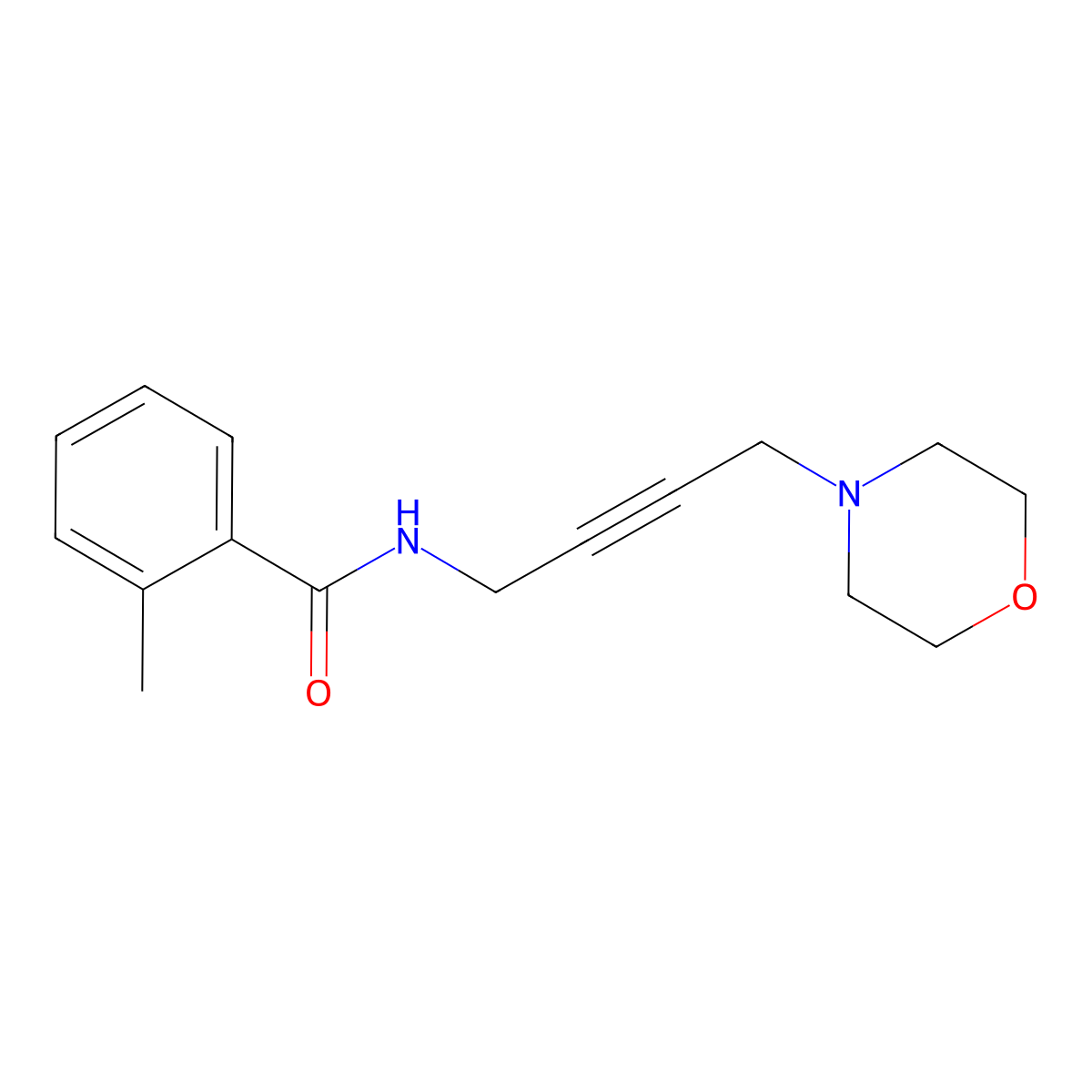 2-methyl-N-(4-morpholinobut-2-yn-1-yl)benzamide molecular structure, CAS 1421585-00-3