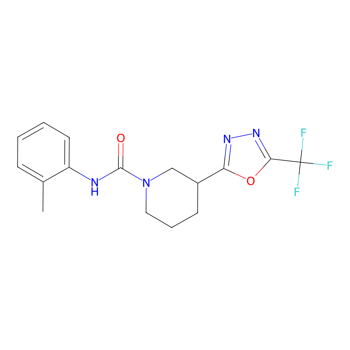 N-(2-Methylphenyl)-3-[5-(trifluoromethyl)-1,3,4-oxadiazol-2-yl]piperidine-1-carboxamide molecular structure, CAS 1421585-06-9