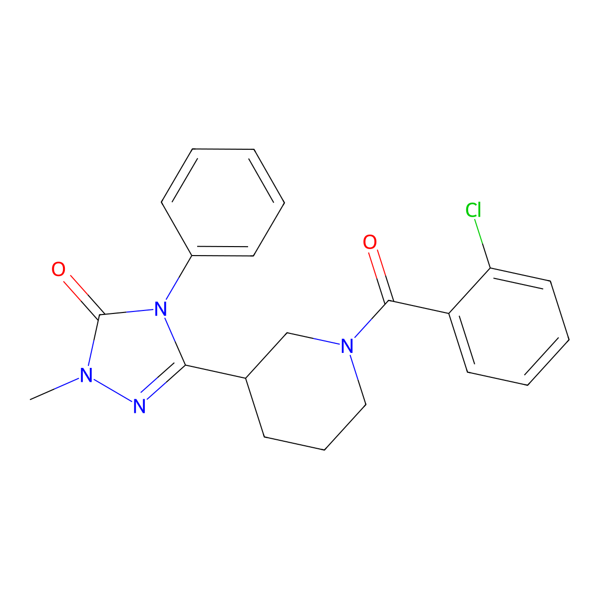 3-[1-(2-chlorobenzoyl)piperidin-3-yl]-1-methyl-4-phenyl-4,5-dihydro-1H-1,2,4-triazol-5-one molecular structure, CAS 1421585-09-2