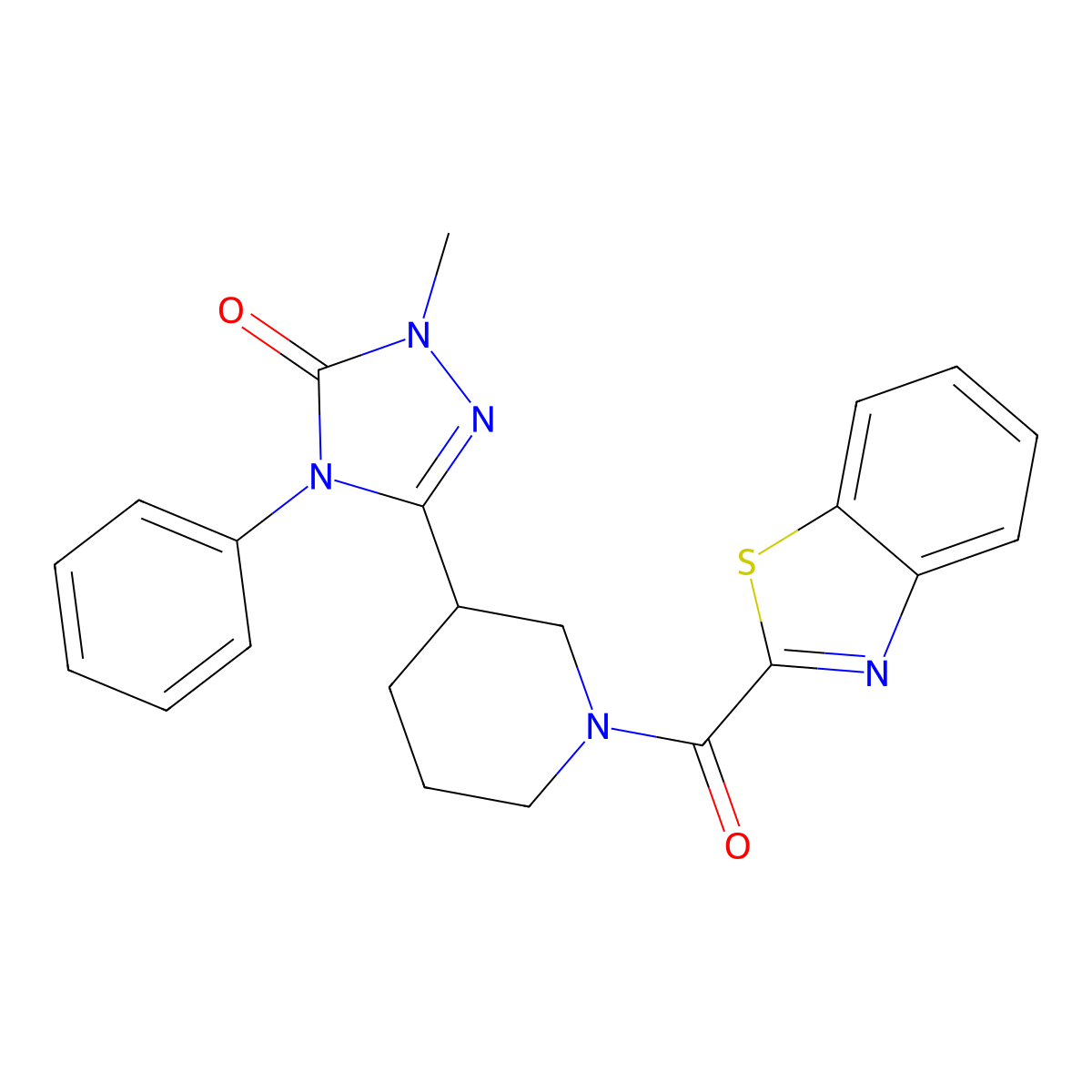 3-(1-(benzo[d]thiazole-2-carbonyl)piperidin-3-yl)-1-methyl-4-phenyl-1H-1,2,4-triazol-5(4H)-one molecular structure, CAS 1421585-10-5