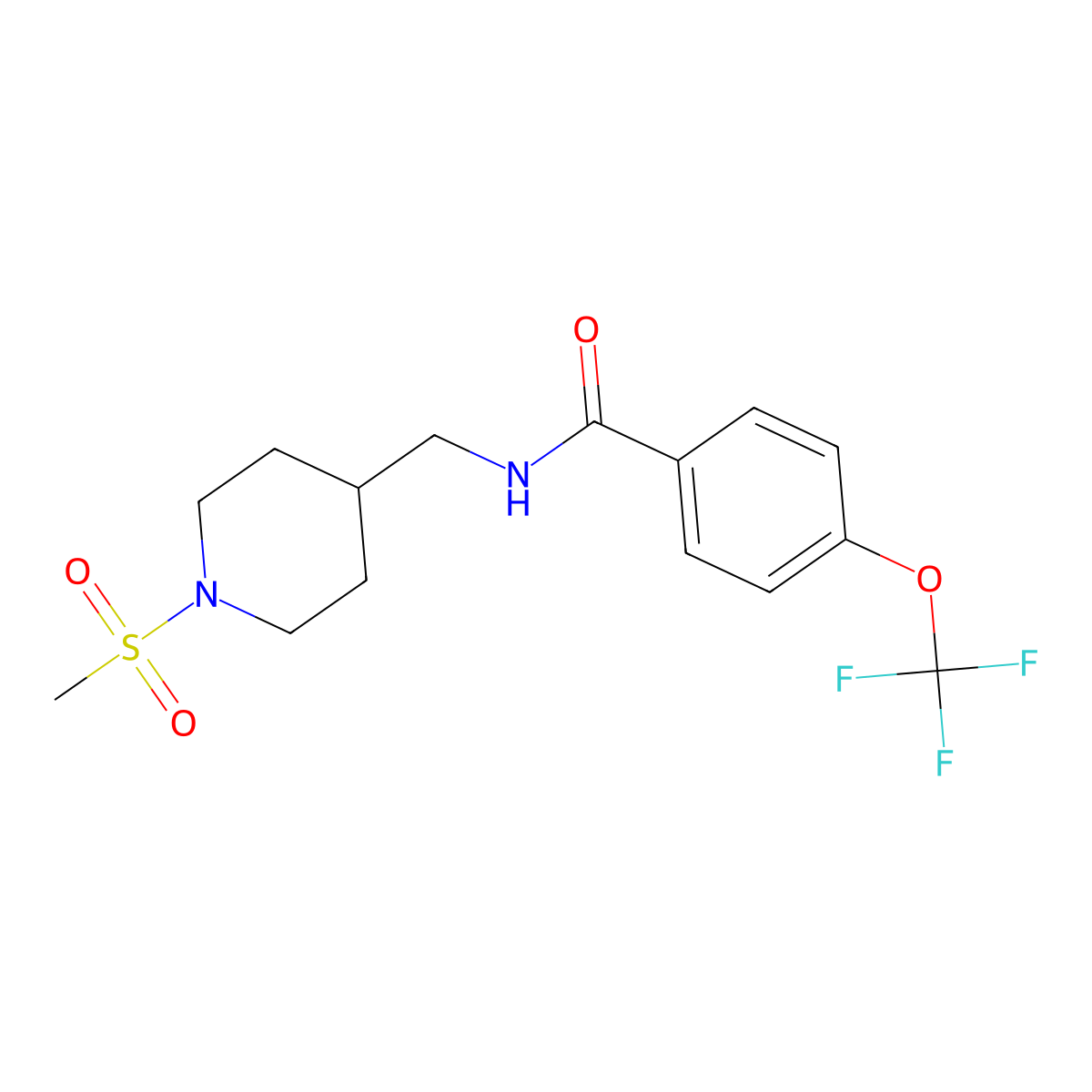 N-((1-(methylsulfonyl)piperidin-4-yl)methyl)-4-(trifluoromethoxy)benzamide molecular structure, CAS 1421585-17-2
