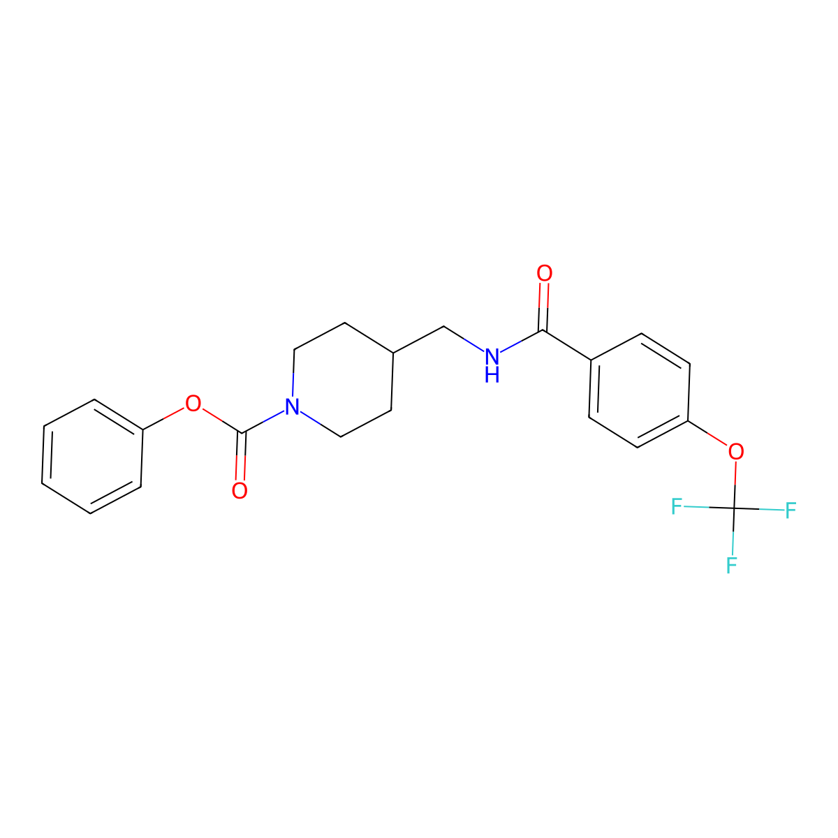 Phenyl 4-((4-(trifluoromethoxy)benzamido)methyl)piperidine-1-carboxylate molecular structure, CAS 1421585-18-3