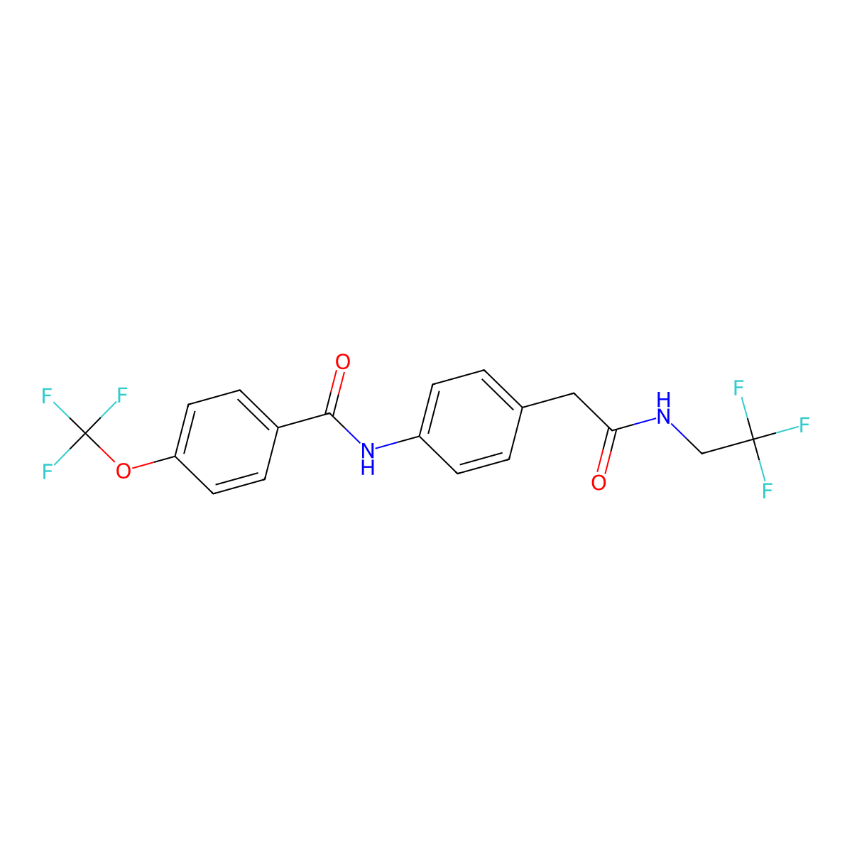 N-(4-(2-oxo-2-((2,2,2-trifluoroethyl)amino)ethyl)phenyl)-4-(trifluoromethoxy)benzamide molecular structure, CAS 1421585-22-9