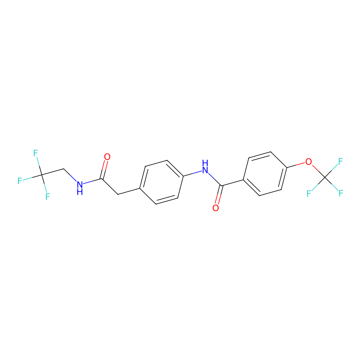 N-(4-(2-oxo-2-((2,2,2-trifluoroethyl)amino)ethyl)phenyl)-4-(trifluoromethoxy)benzamide molecular structure, CAS 1421585-22-9