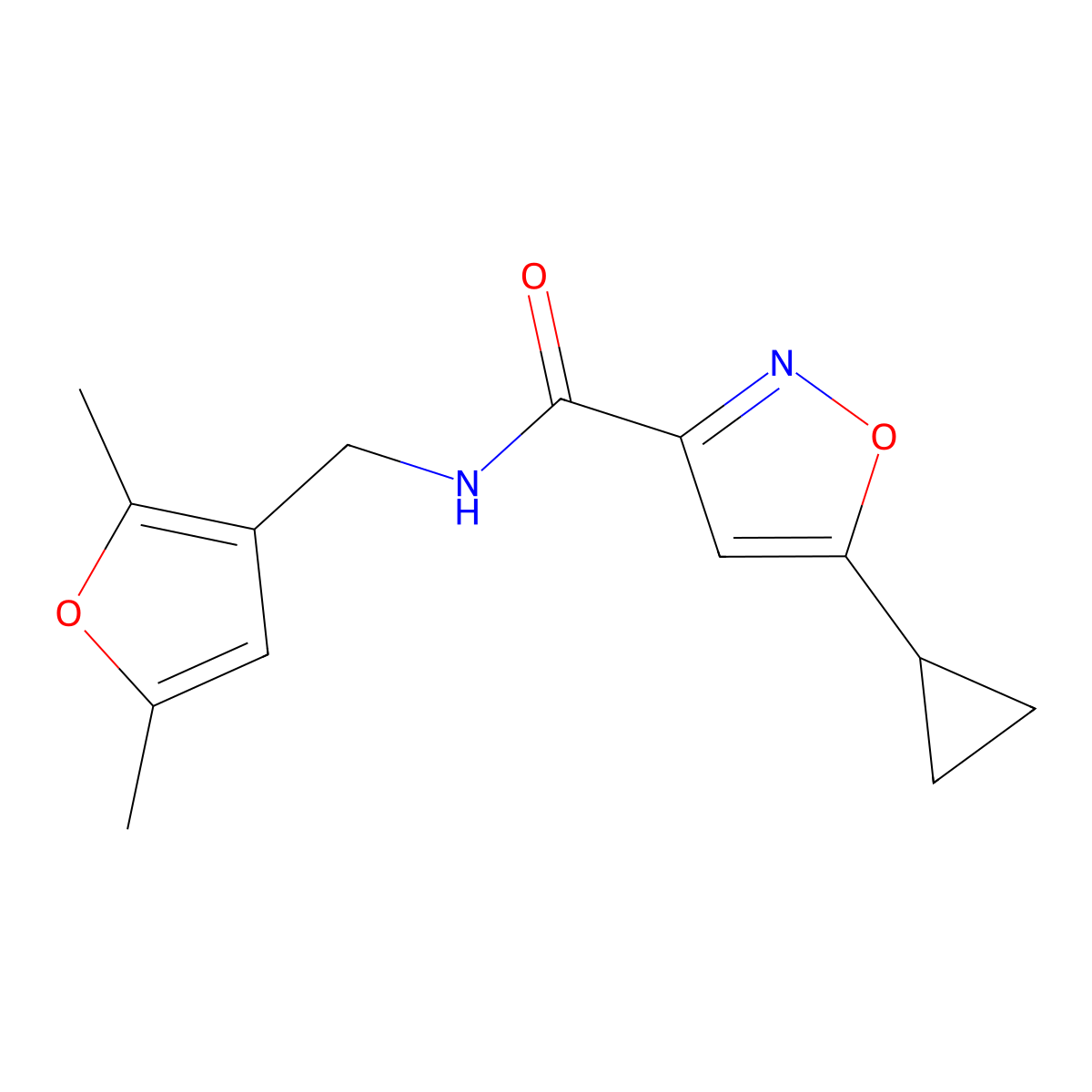 5-cyclopropyl-N-((2,5-dimethylfuran-3-yl)methyl)isoxazole-3-carboxamide molecular structure, CAS 1421585-28-5