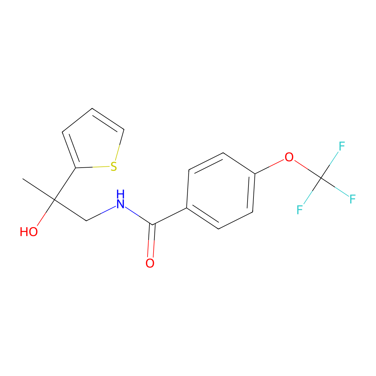 N-(2-hydroxy-2-(thiophen-2-yl)propyl)-4-(trifluoromethoxy)benzamide molecular structure, CAS 1421585-29-6