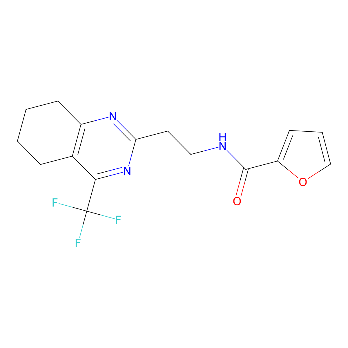 N-(2-(4-(trifluoromethyl)-5,6,7,8-tetrahydroquinazolin-2-yl)ethyl)furan-2-carboxamide molecular structure, CAS 1421585-42-3