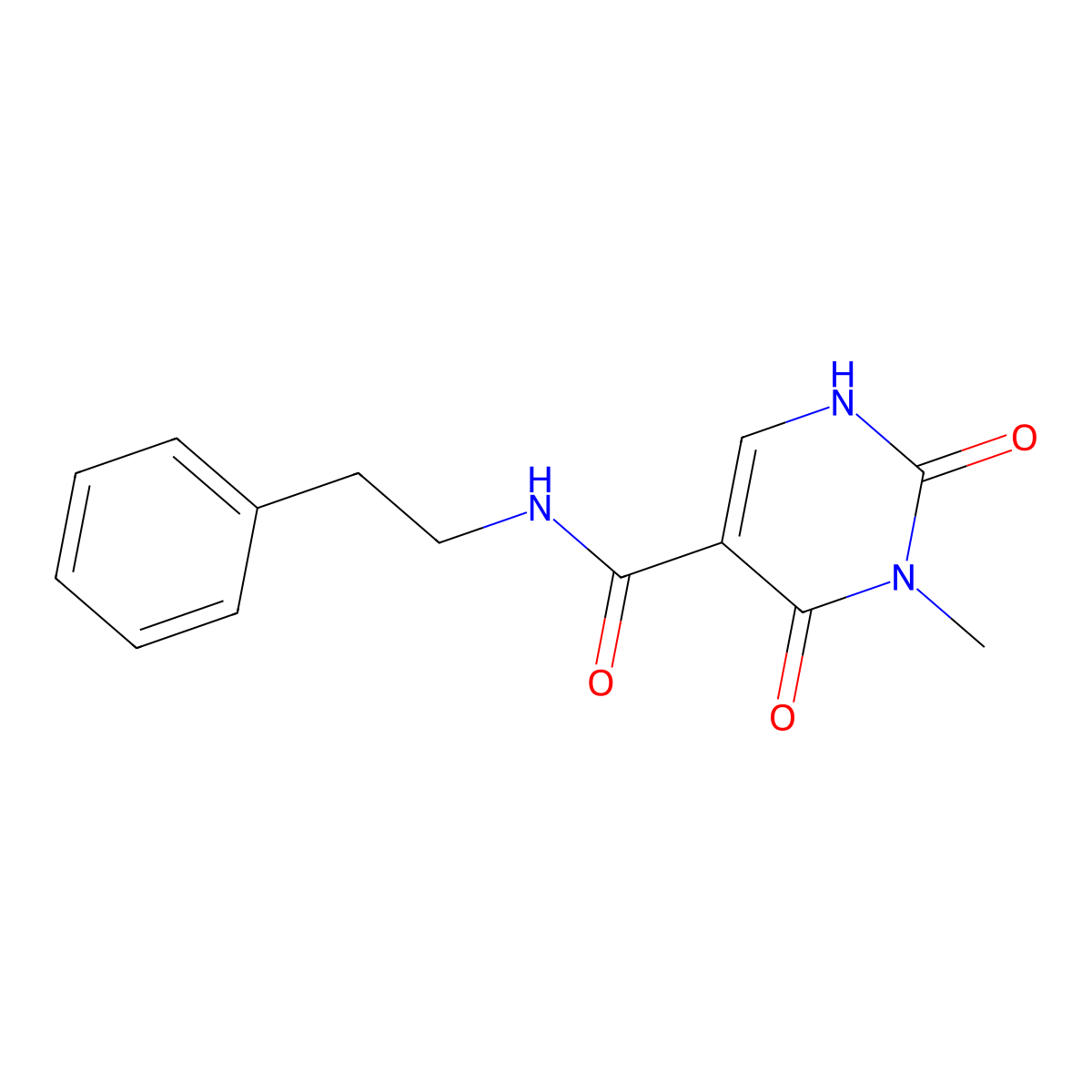 3-methyl-2,4-dioxo-N-phenethyl-1,2,3,4-tetrahydropyrimidine-5-carboxamide molecular structure, CAS 1421585-46-7