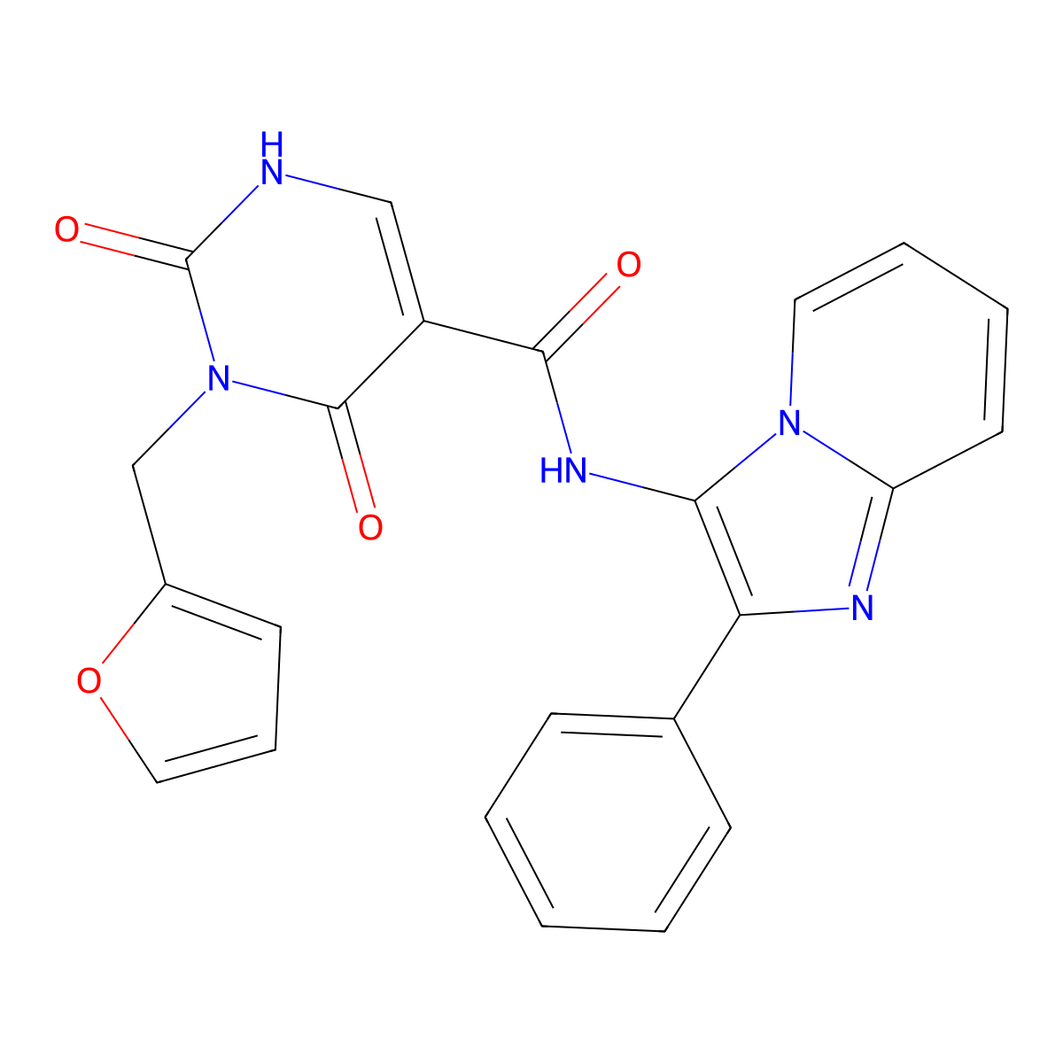 3-(furan-2-ylmethyl)-2,4-dioxo-N-(2-phenylimidazo[1,2-a]pyridin-3-yl)-1,2,3,4-tetrahydropyrimidine-5-carboxamide molecular structure, CAS 1421585-48-9
