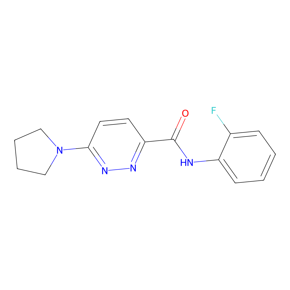 N-(2-fluorophenyl)-6-(pyrrolidin-1-yl)pyridazine-3-carboxamide molecular structure, CAS 1421585-54-7