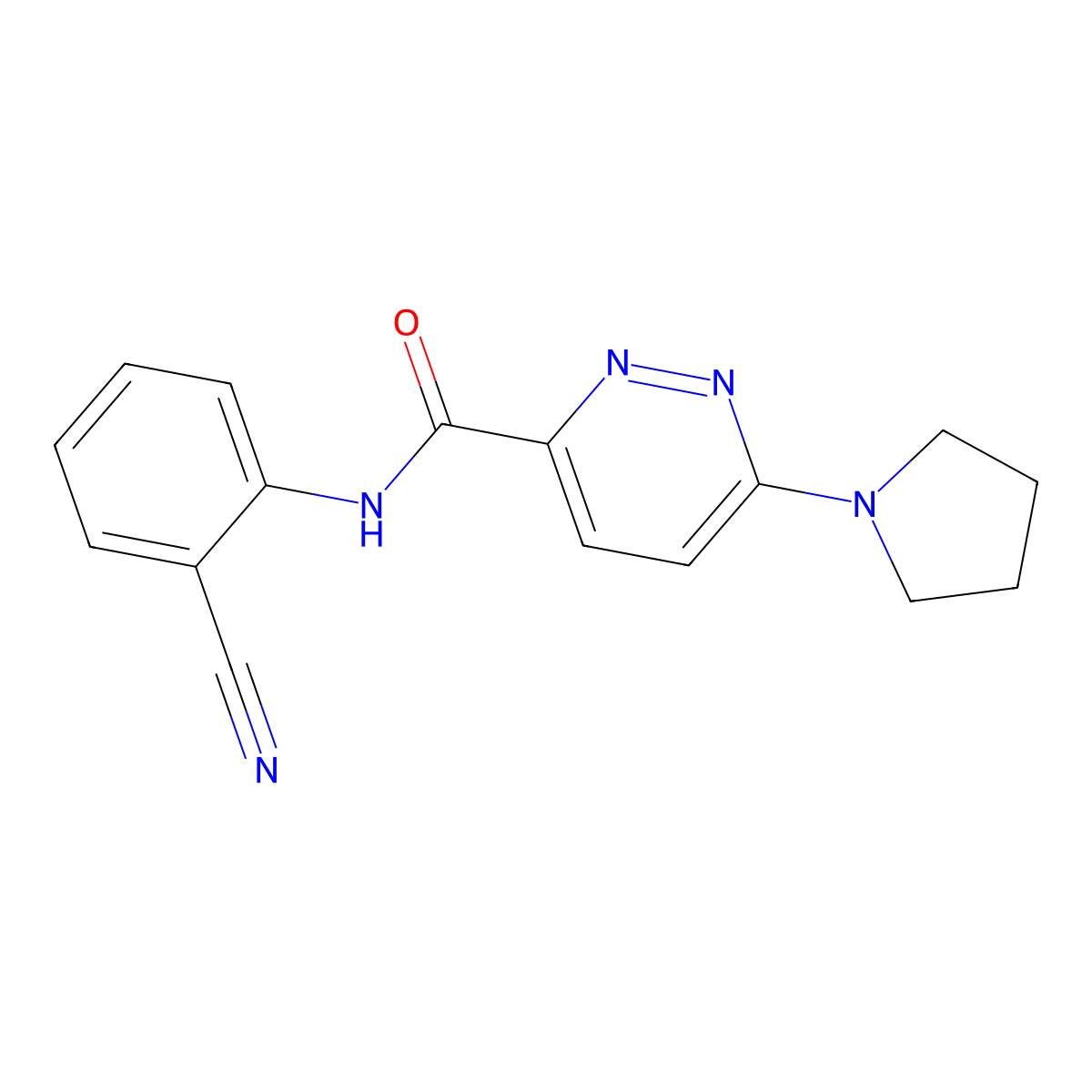 N-(2-cyanophenyl)-6-(pyrrolidin-1-yl)pyridazine-3-carboxamide molecular structure, CAS 1421585-56-9