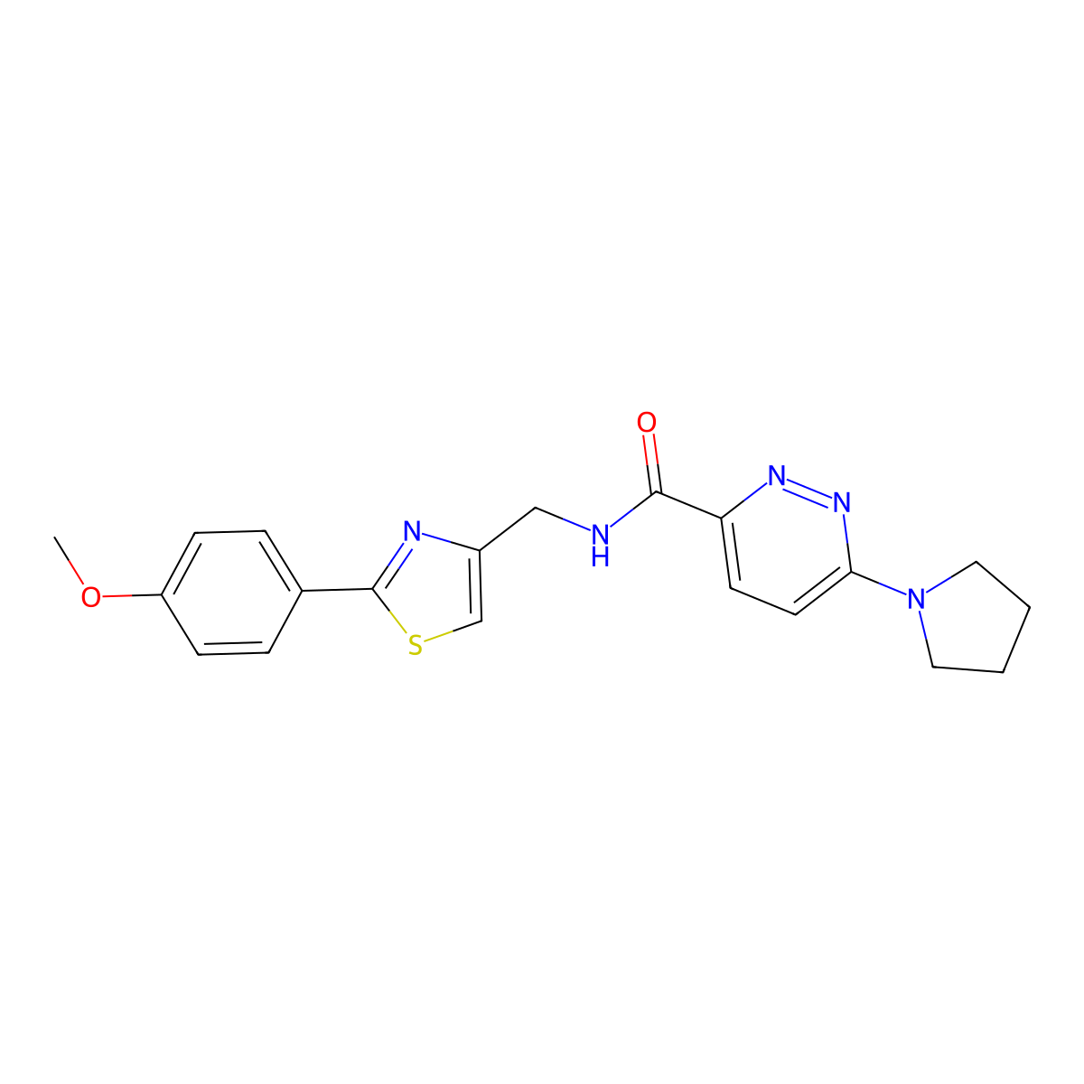 N-((2-(4-methoxyphenyl)thiazol-4-yl)methyl)-6-(pyrrolidin-1-yl)pyridazine-3-carboxamide molecular structure, CAS 1421585-59-2