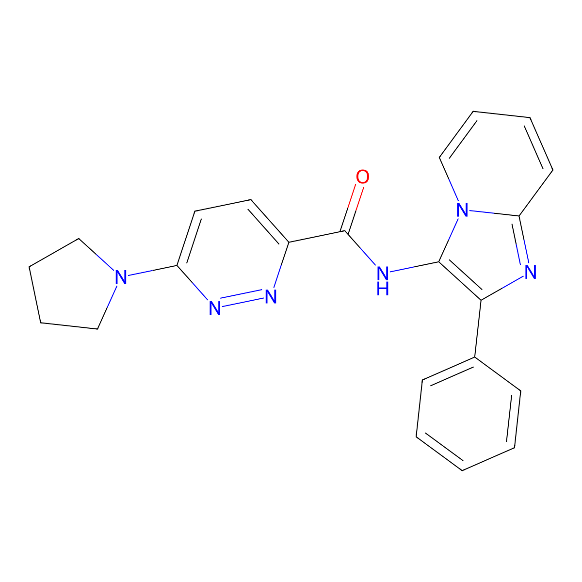 N-(2-phenylimidazo[1,2-a]pyridin-3-yl)-6-(pyrrolidin-1-yl)pyridazine-3-carboxamide molecular structure, CAS 1421585-60-5
