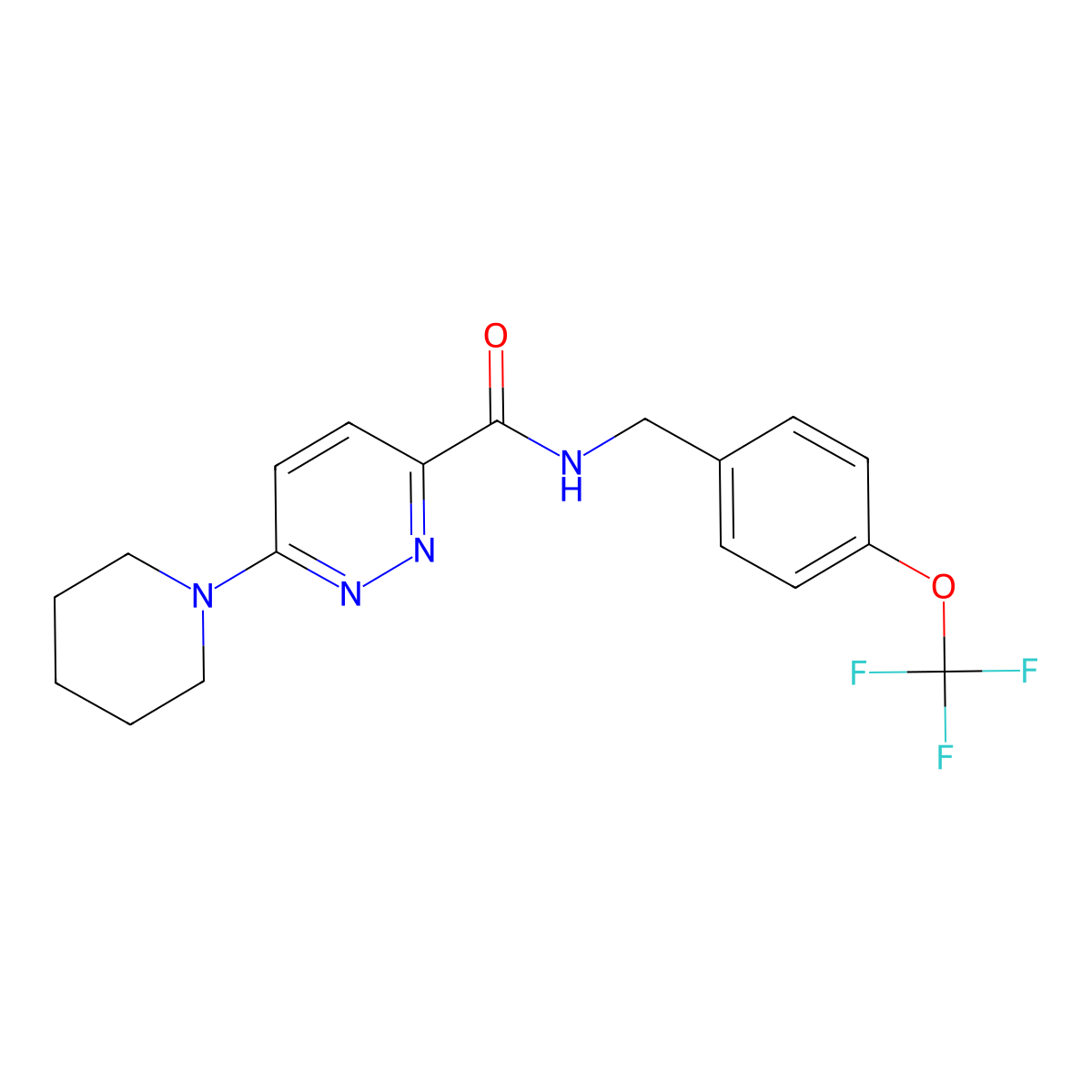 6-(piperidin-1-yl)-N-(4-(trifluoromethoxy)benzyl)pyridazine-3-carboxamide molecular structure, CAS 1421585-62-7