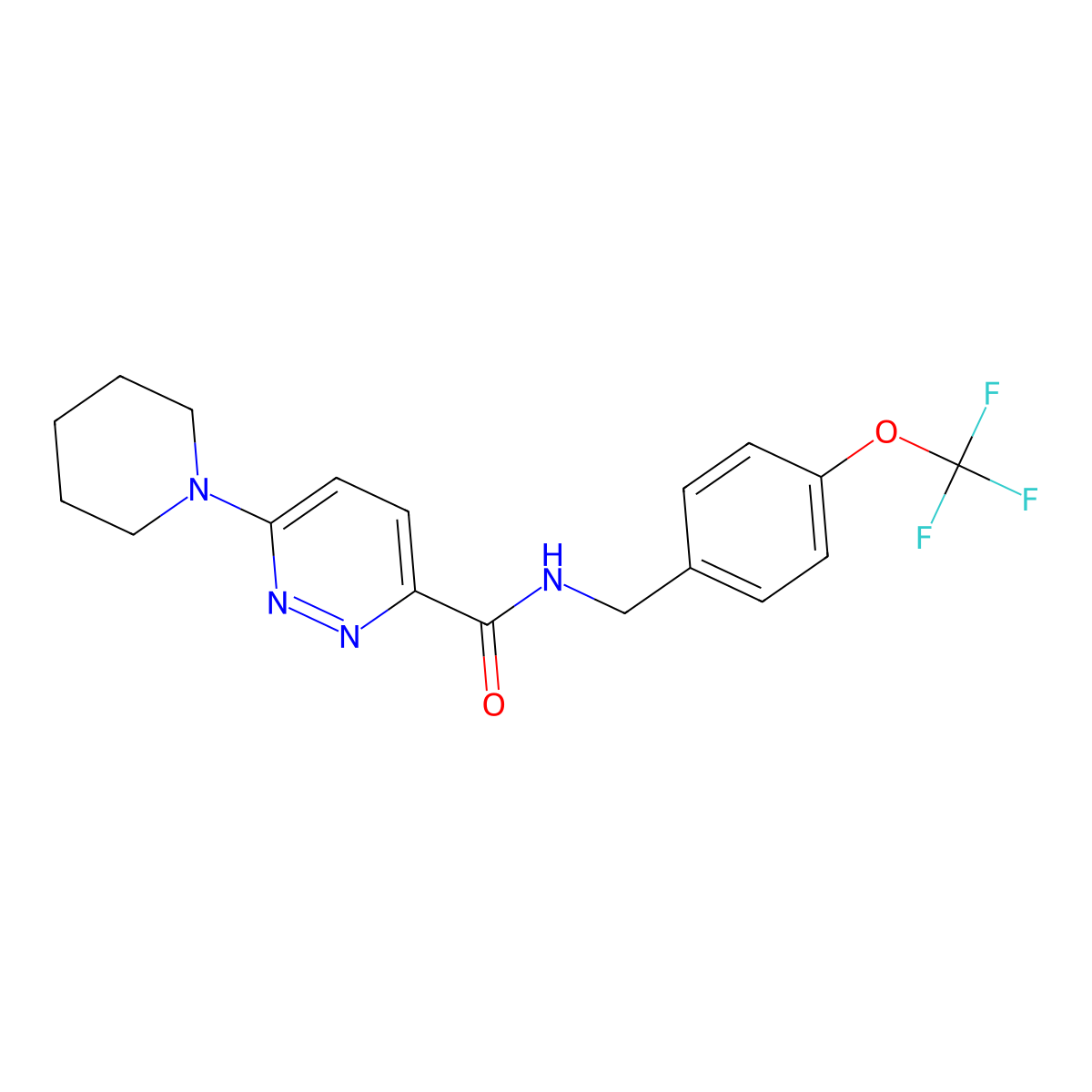 6-(piperidin-1-yl)-N-(4-(trifluoromethoxy)benzyl)pyridazine-3-carboxamide molecular structure, CAS 1421585-62-7