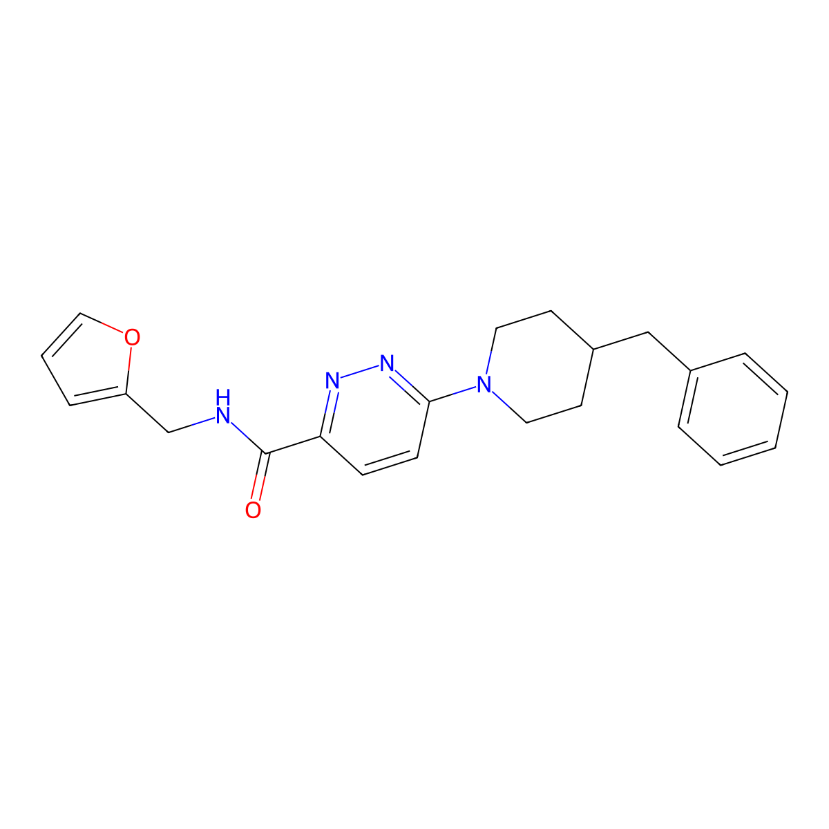 6-(4-benzylpiperidin-1-yl)-N-(furan-2-ylmethyl)pyridazine-3-carboxamide molecular structure, CAS 1421585-66-1