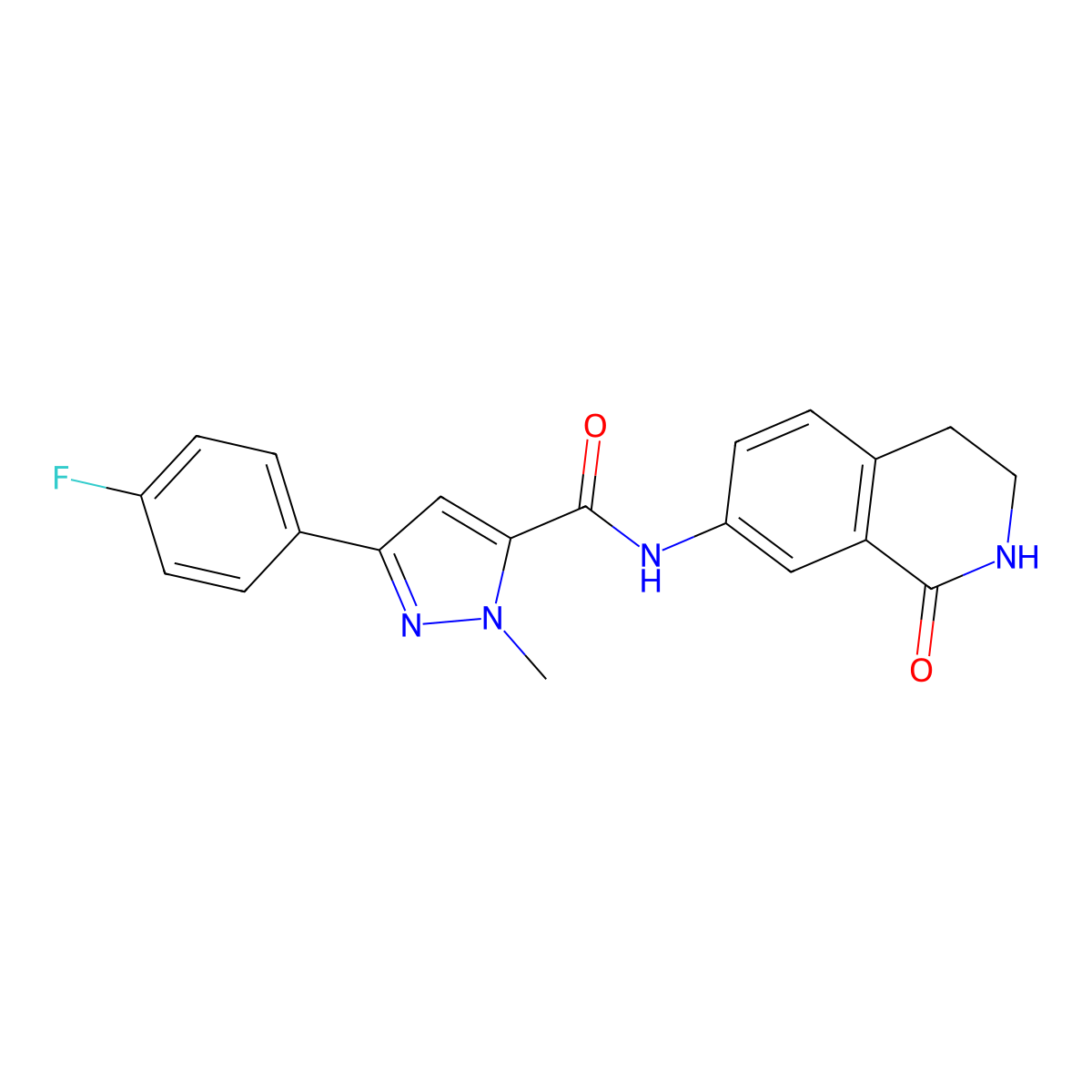 3-(4-fluorophenyl)-1-methyl-N-(1-oxo-1,2,3,4-tetrahydroisoquinolin-7-yl)-1H-pyrazole-5-carboxamide molecular structure, CAS 1421585-74-1