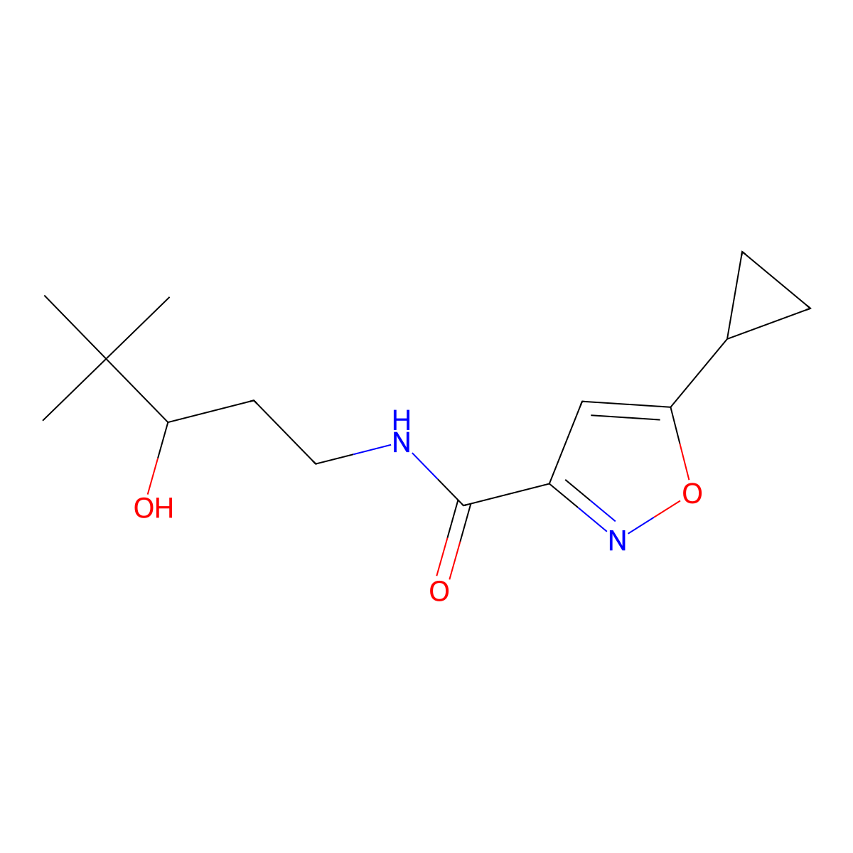 5-cyclopropyl-N-(3-hydroxy-4,4-dimethylpentyl)isoxazole-3-carboxamide molecular structure, CAS 1421585-75-2