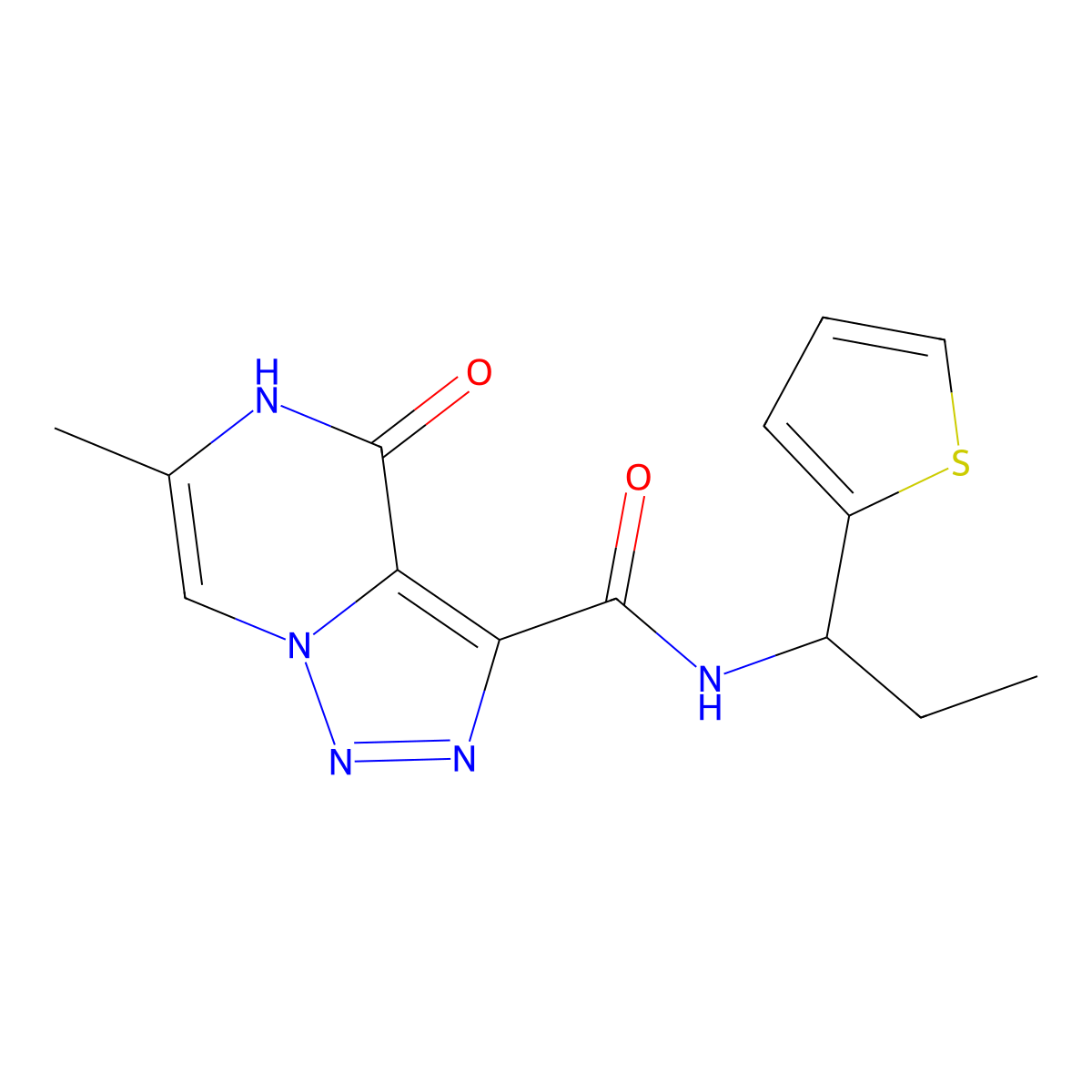 6-methyl-4-oxo-N-[1-(2-thienyl)propyl]-4,5-dihydro[1,2,3]triazolo[1,5-a]pyrazine-3-carboxamide molecular structure, CAS 1421585-79-6
