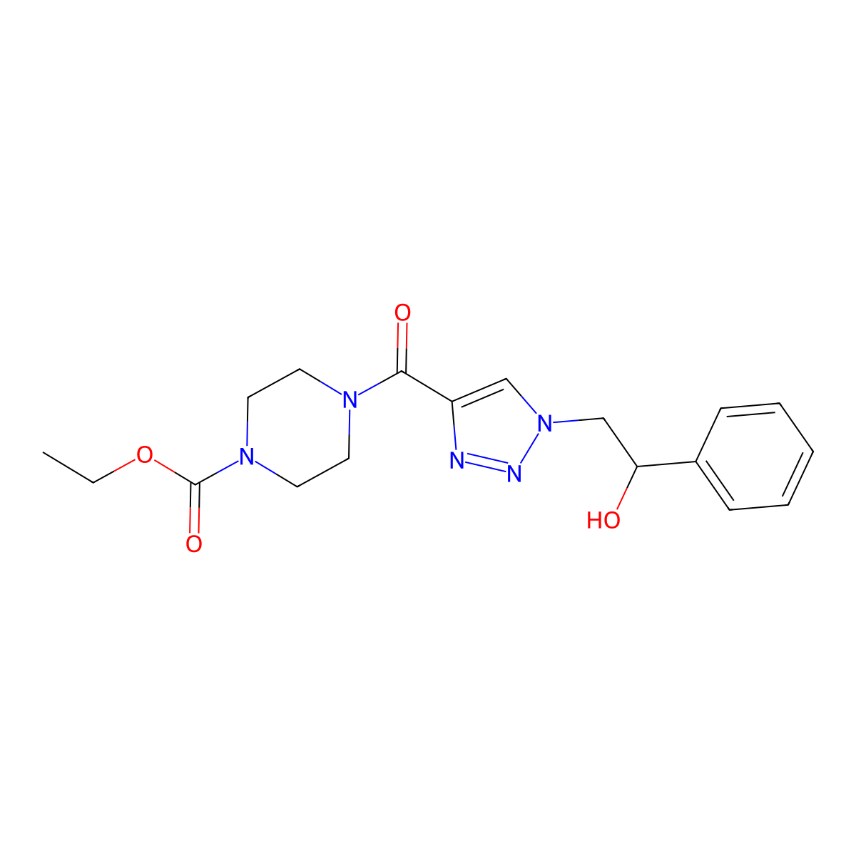 ethyl 4-[1-(2-hydroxy-2-phenylethyl)-1H-1,2,3-triazole-4-carbonyl]piperazine-1-carboxylate molecular structure, CAS 1421585-82-1