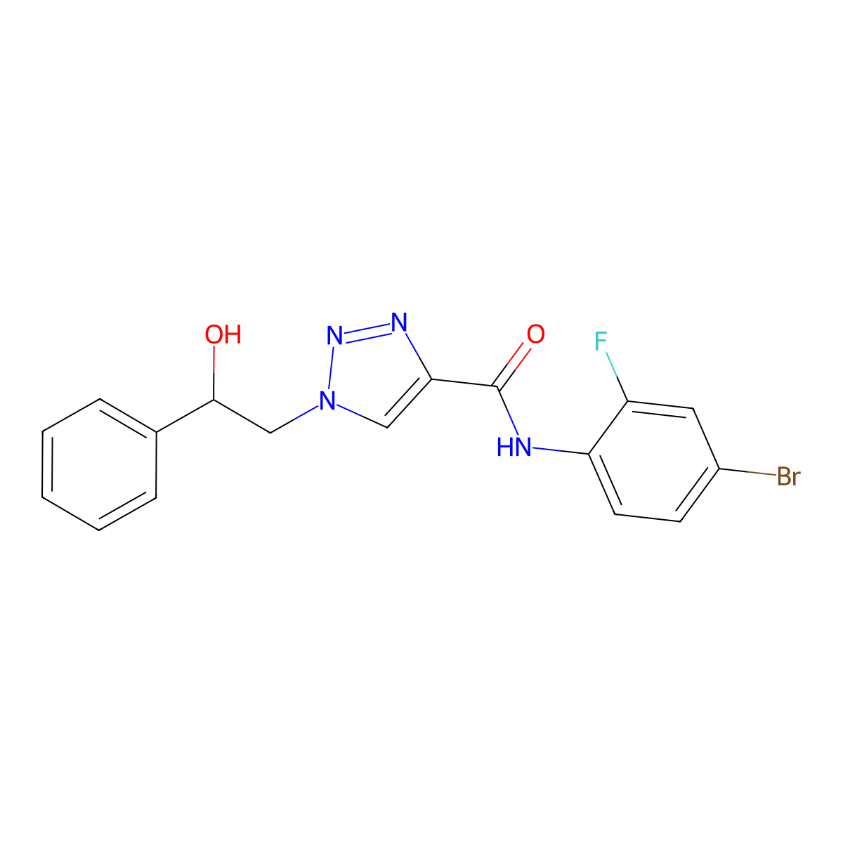 N-(4-bromo-2-fluorophenyl)-1-(2-hydroxy-2-phenylethyl)-1H-1,2,3-triazole-4-carboxamide molecular structure, CAS 1421585-83-2