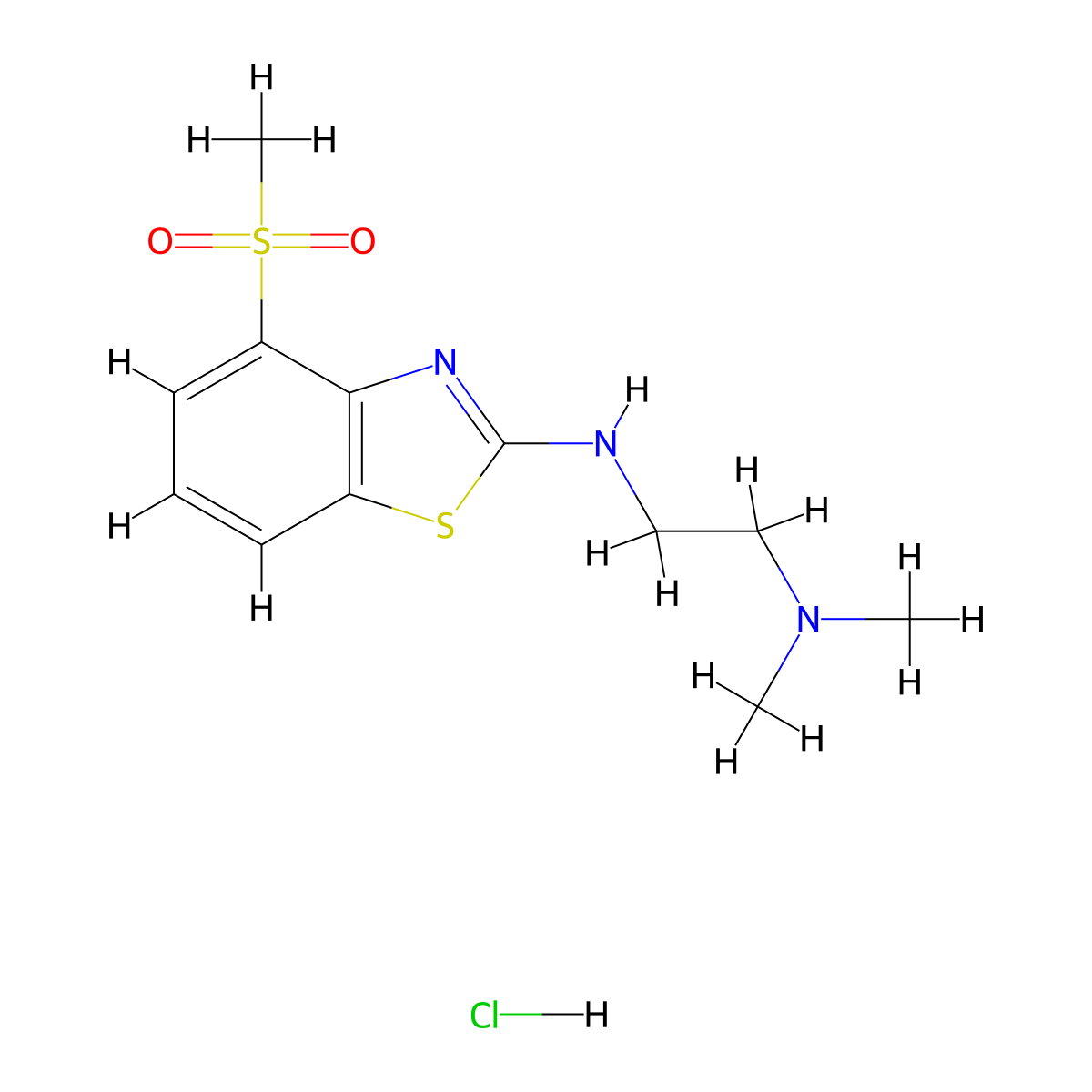 N1,N1-dimethyl-N2-(4-(methylsulfonyl)benzo[d]thiazol-2-yl)ethane-1,2-diamine hydrochloride molecular structure, CAS 1421585-85-4