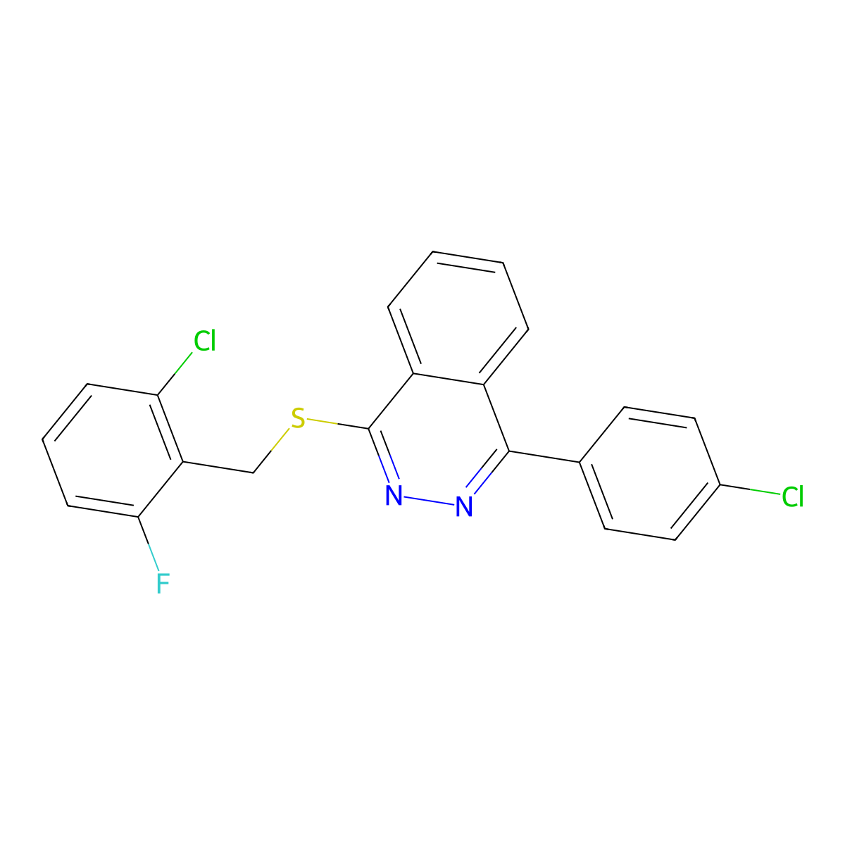 1-{[(2-Chloro-6-fluorophenyl)methyl]sulfanyl}-4-(4-chlorophenyl)phthalazine molecular structure, CAS 1421600-18-1