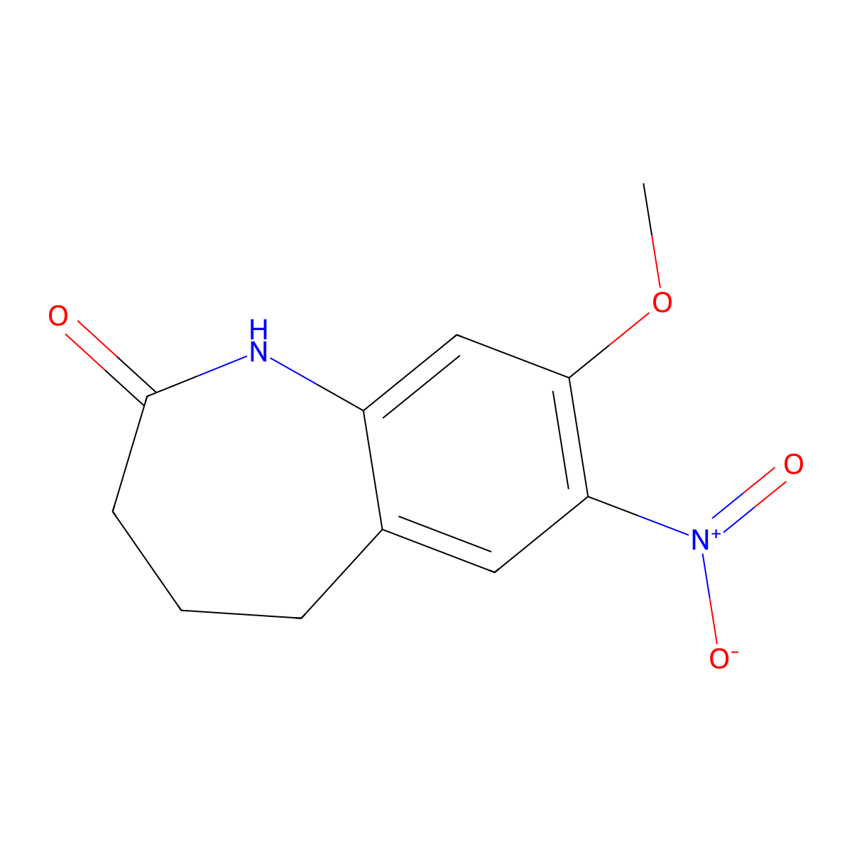 8-methoxy-7-nitro-2,3,4,5-tetrahydro-1H-1-benzazepin-2-one molecular structure, CAS 1421601-01-5