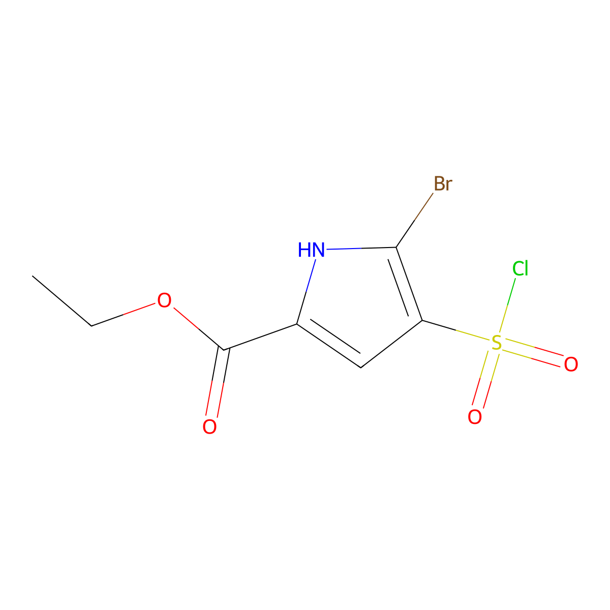 ethyl 5-bromo-4-(chlorosulfonyl)-1H-pyrrole-2-carboxylate molecular structure, CAS 1421601-03-7