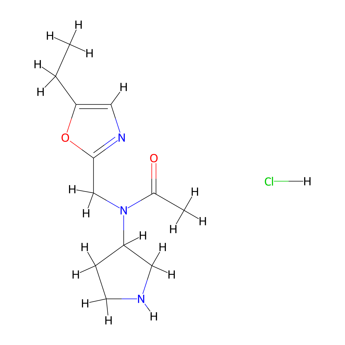 N-[(5-ethyl-1,3-oxazol-2-yl)methyl]-N-(pyrrolidin-3-yl)acetamide hydrochloride molecular structure, CAS 1421601-19-5