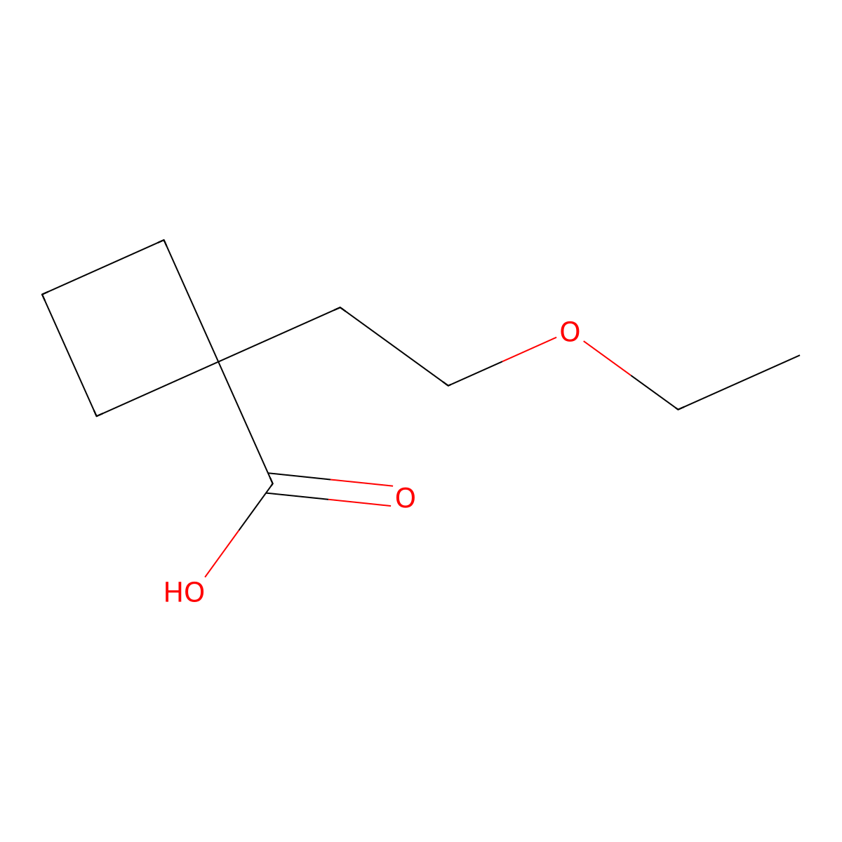 1-(2-Ethoxyethyl)cyclobutane-1-carboxylic acid molecular structure, CAS 1421601-21-9