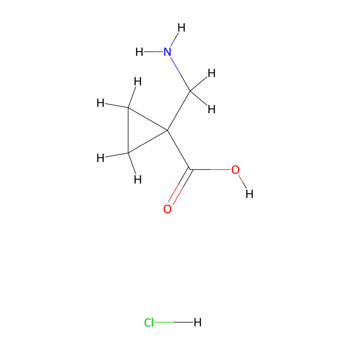 1-(Aminomethyl)cyclopropane-1-carboxylic acid hydrochloride molecular structure, CAS 1421601-23-1