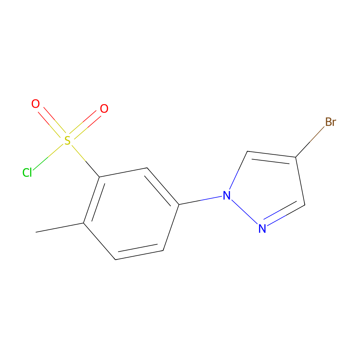 5-(4-bromo-1H-pyrazol-1-yl)-2-methylbenzene-1-sulfonyl chloride molecular structure, CAS 1421601-31-1