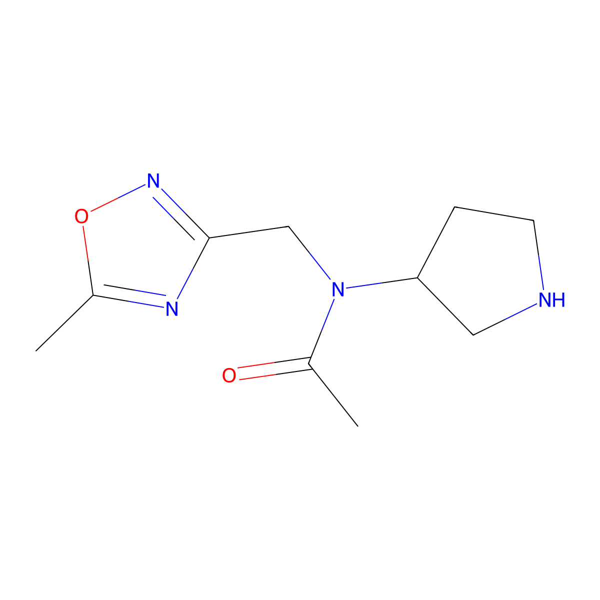 N-[(5-methyl-1,2,4-oxadiazol-3-yl)methyl]-N-(pyrrolidin-3-yl)acetamide molecular structure, CAS 1421601-33-3