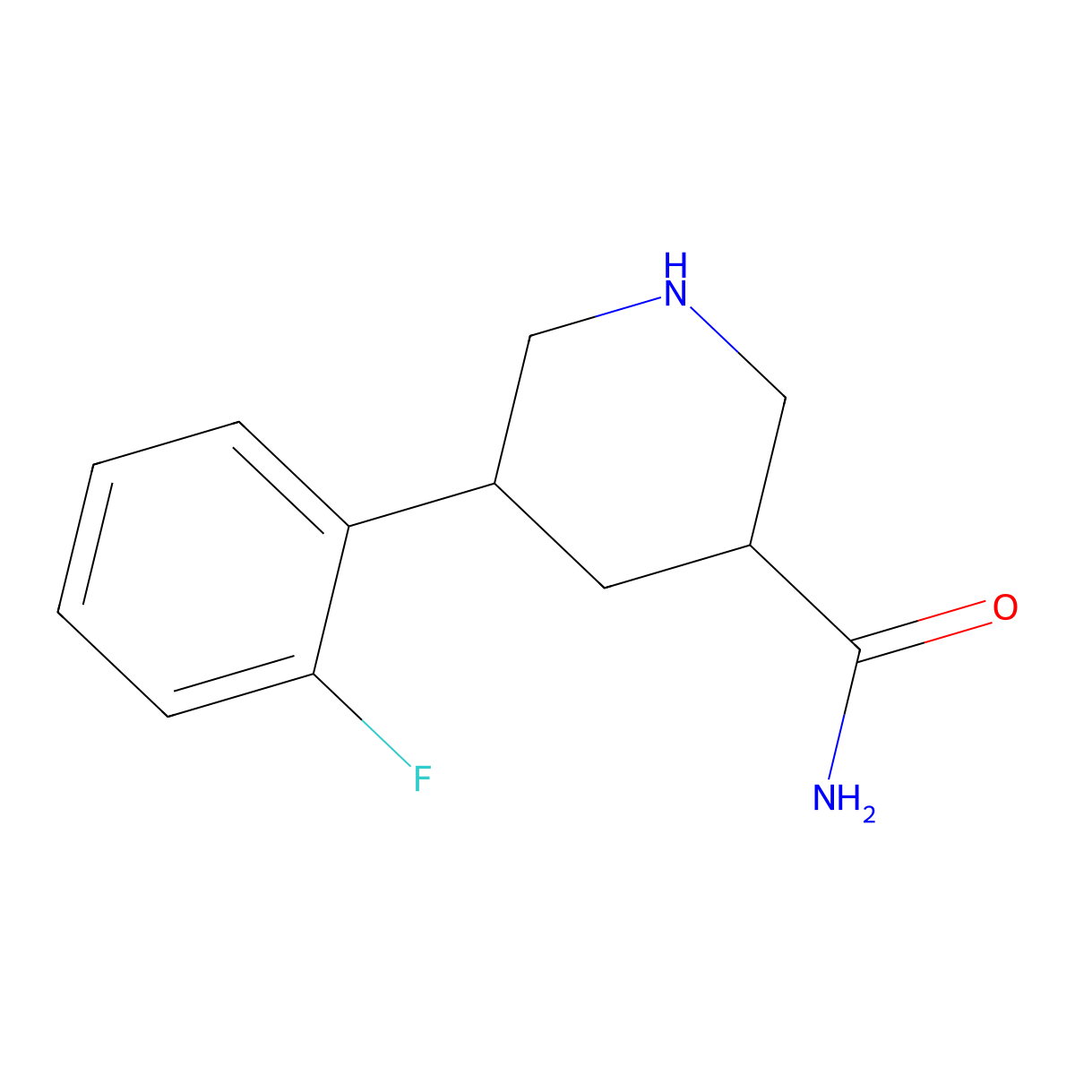 5-(2-Fluorophenyl)piperidine-3-carboxamide molecular structure, CAS 1421601-36-6