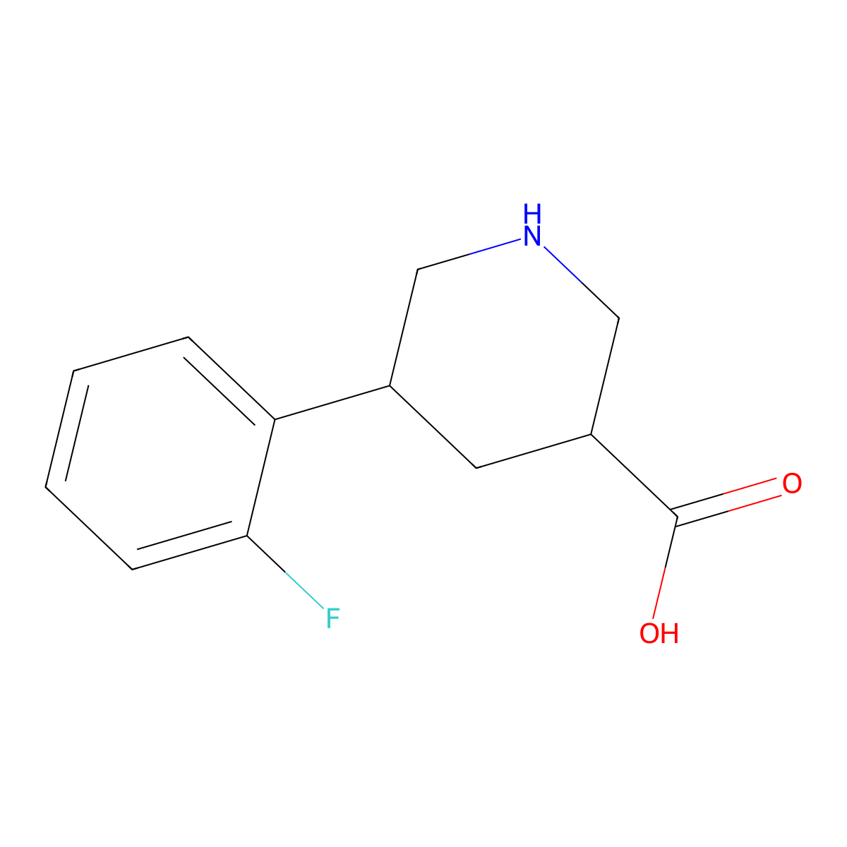 5-(2-Fluorophenyl)piperidine-3-carboxylic acid molecular structure, CAS 1421601-41-3