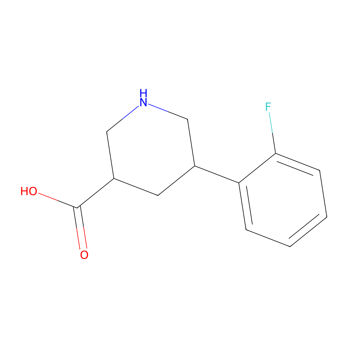 5-(2-Fluorophenyl)piperidine-3-carboxylic acid molecular structure, CAS 1421601-41-3