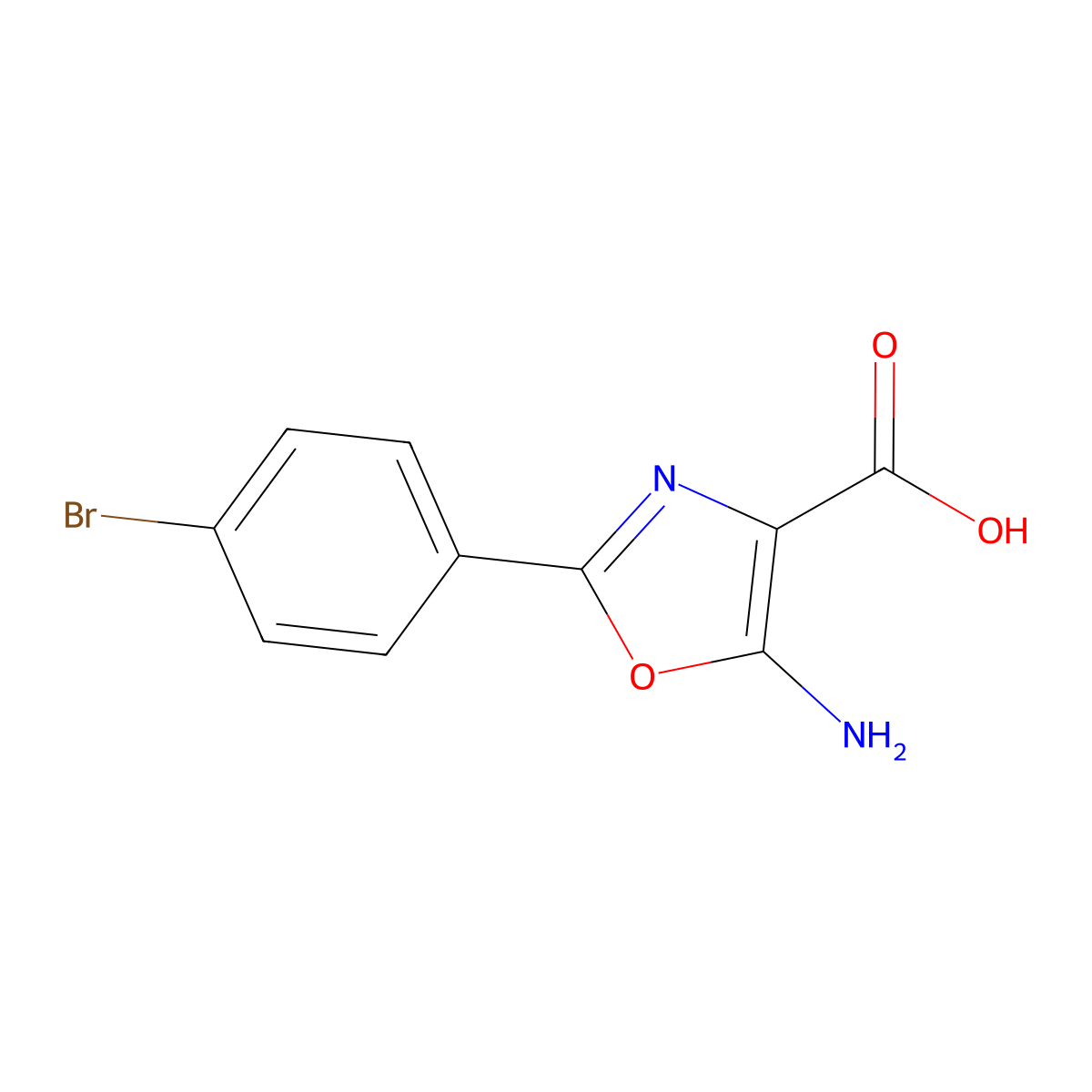 5-Amino-2-(4-bromophenyl)-1,3-oxazole-4-carboxylic acid molecular structure, CAS 1421601-46-8