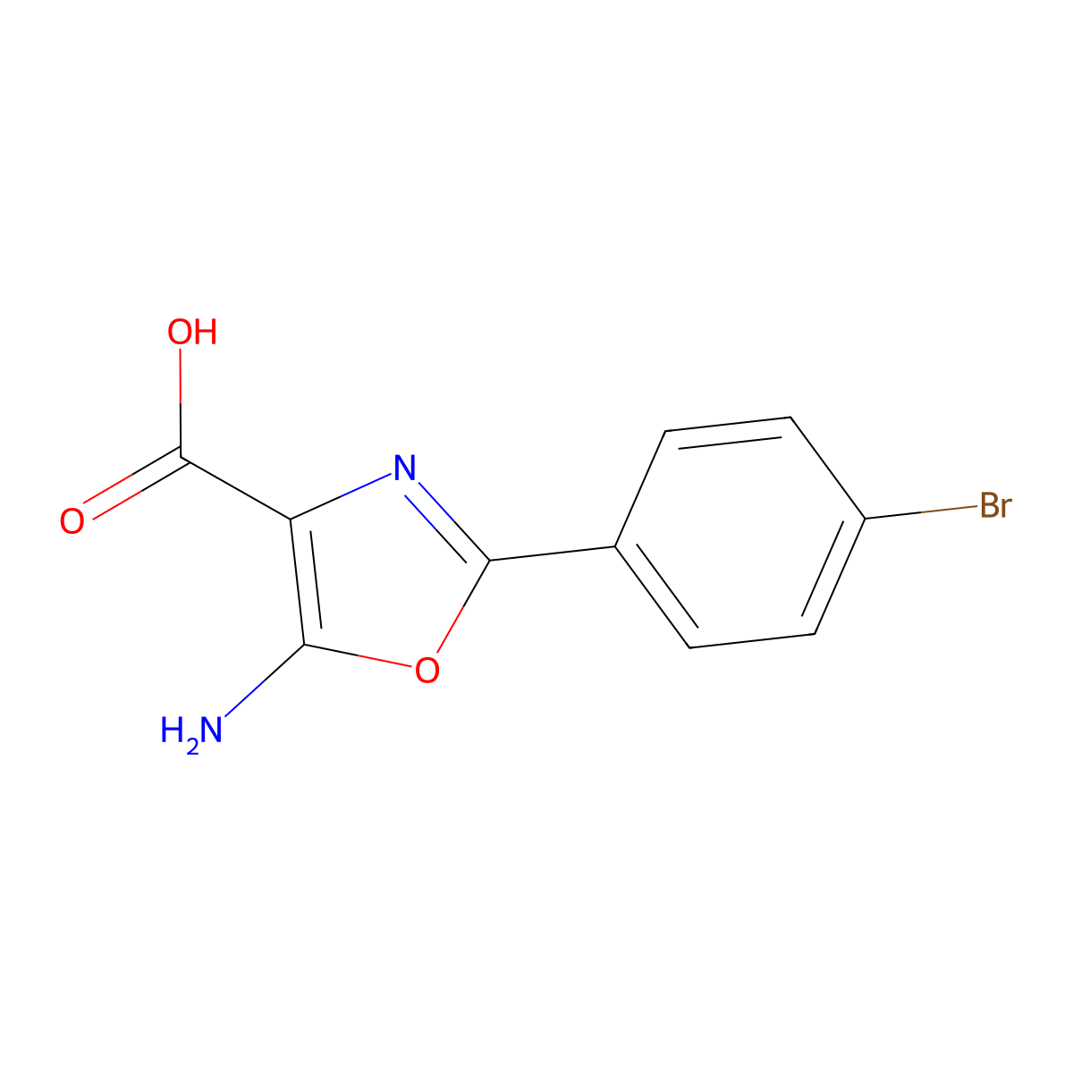 5-Amino-2-(4-bromophenyl)-1,3-oxazole-4-carboxylic acid molecular structure, CAS 1421601-46-8