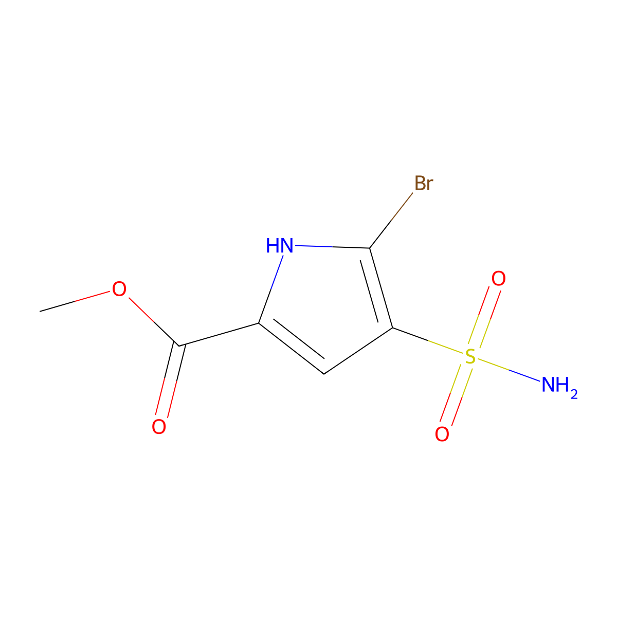 methyl 5-bromo-4-sulfamoyl-1H-pyrrole-2-carboxylate molecular structure, CAS 1421601-56-0