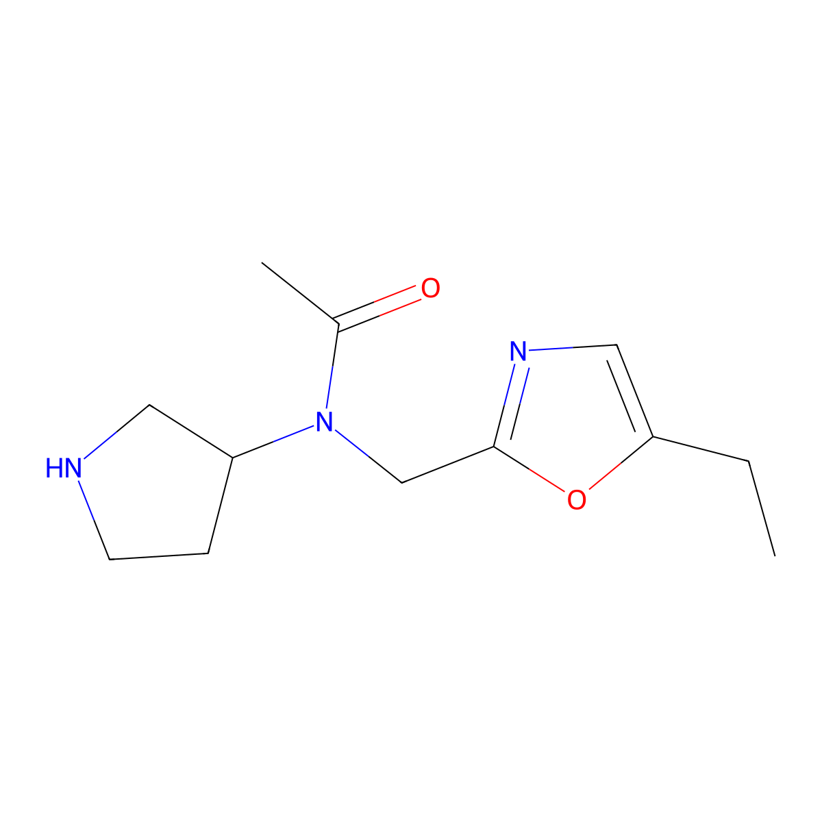 N-[(5-ethyl-1,3-oxazol-2-yl)methyl]-N-(pyrrolidin-3-yl)acetamide molecular structure, CAS 1421601-67-3
