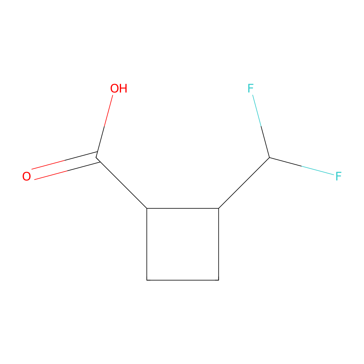 2-(Difluoromethyl)cyclobutane-1-carboxylic acid molecular structure, CAS 1421601-68-4