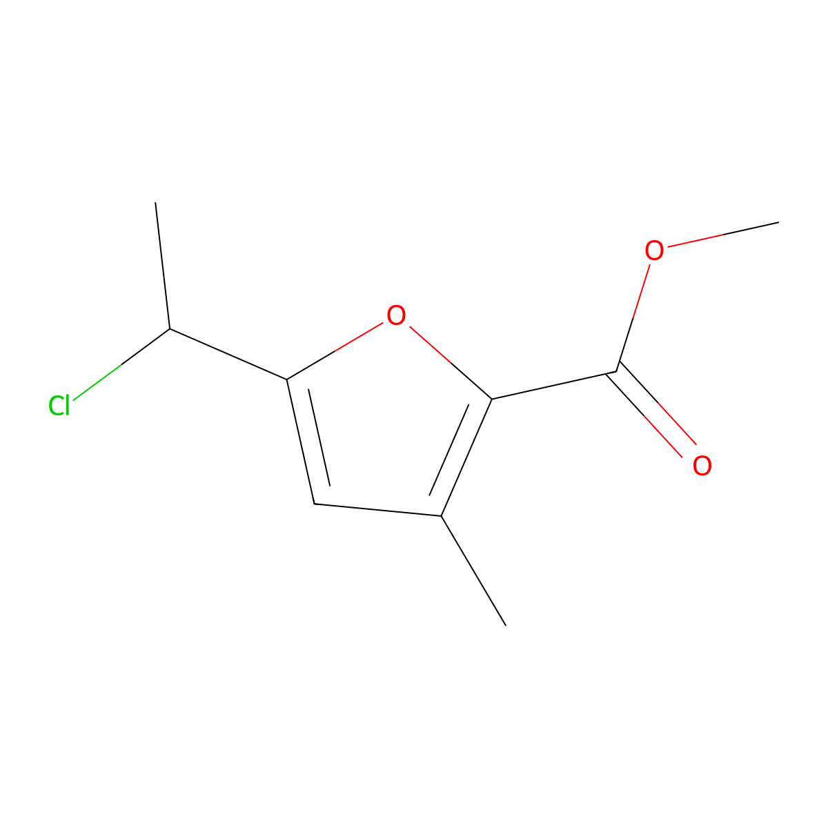 Methyl 5-(1-chloroethyl)-3-methylfuran-2-carboxylate molecular structure, CAS 1421601-77-5