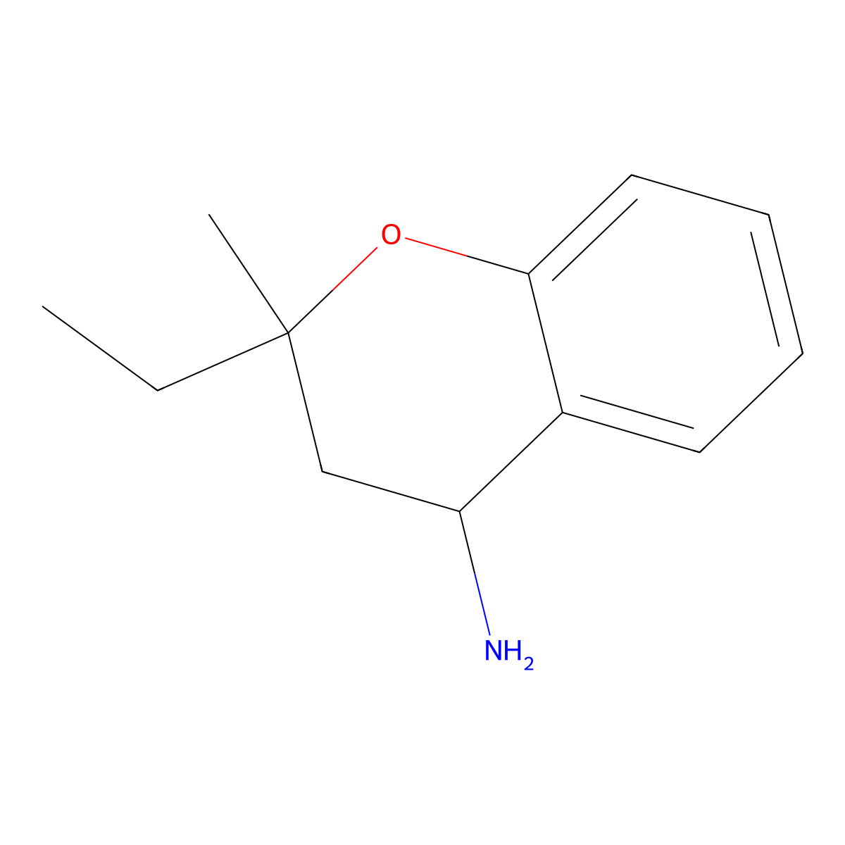 2-ethyl-2-methyl-3,4-dihydro-2H-1-benzopyran-4-amine molecular structure, CAS 1421601-78-6