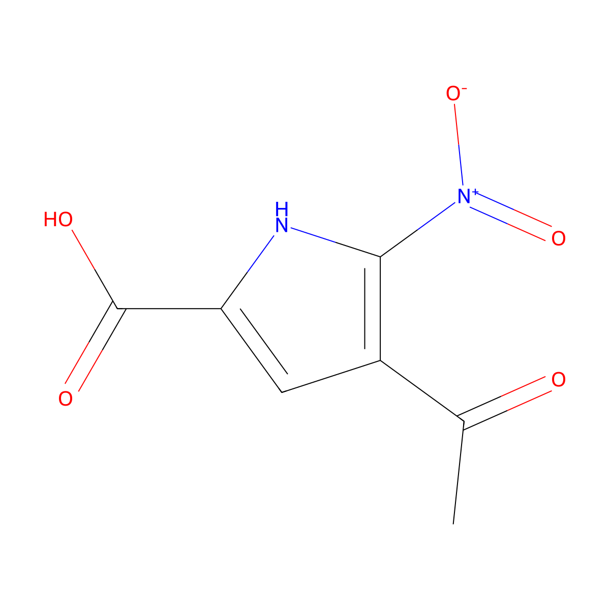 4-acetyl-5-nitro-1H-pyrrole-2-carboxylic acid molecular structure, CAS 1421601-81-1