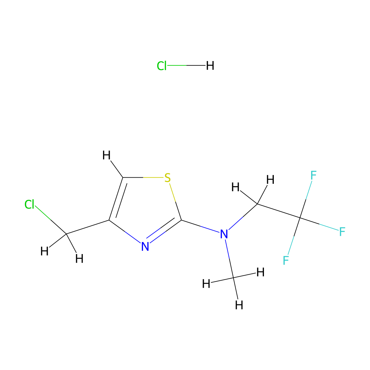 4-(chloromethyl)-N-methyl-N-(2,2,2-trifluoroethyl)-1,3-thiazol-2-amine hydrochloride molecular structure, CAS 1421601-83-3