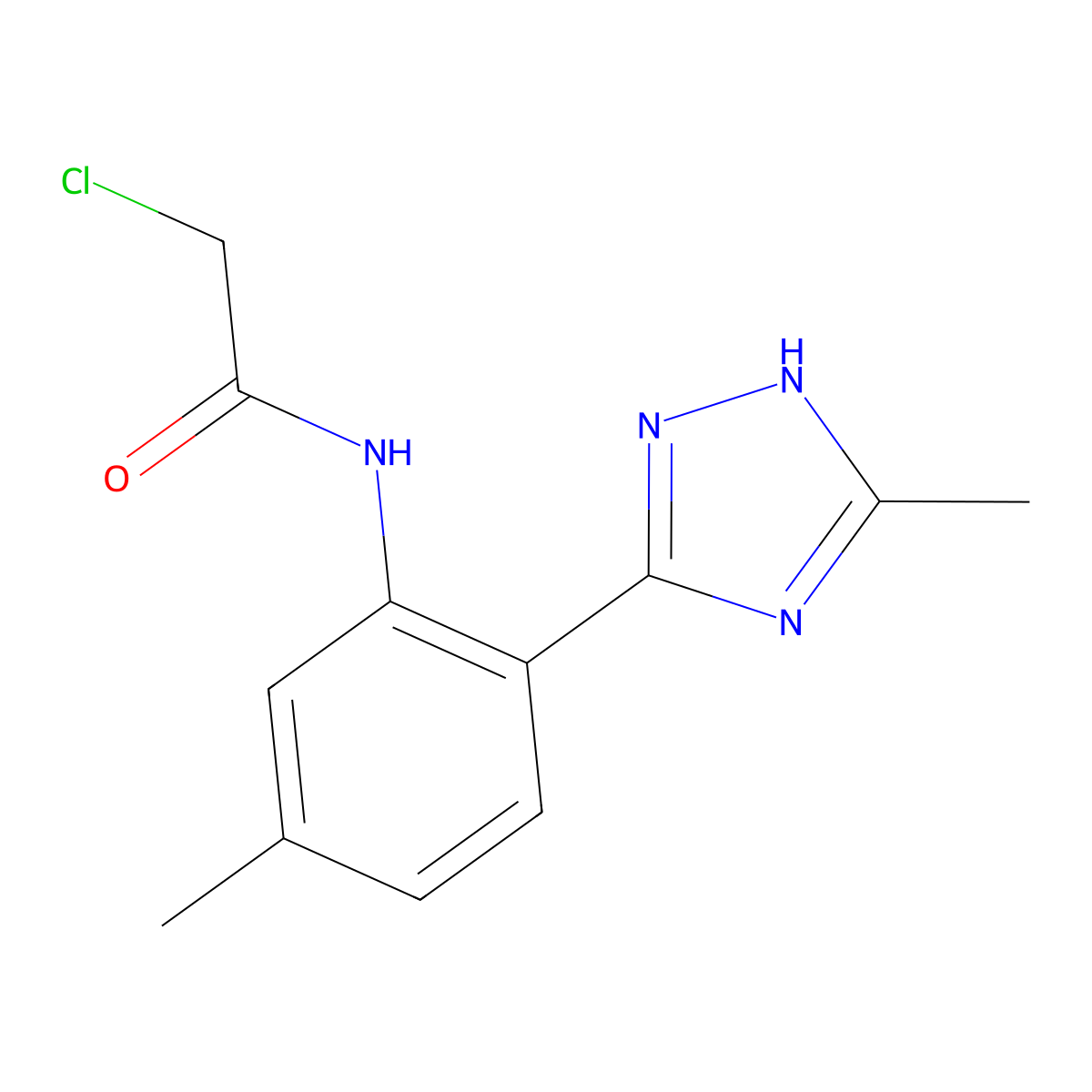 2-chloro-N-[5-methyl-2-(5-methyl-4H-1,2,4-triazol-3-yl)phenyl]acetamide molecular structure, CAS 1421601-84-4