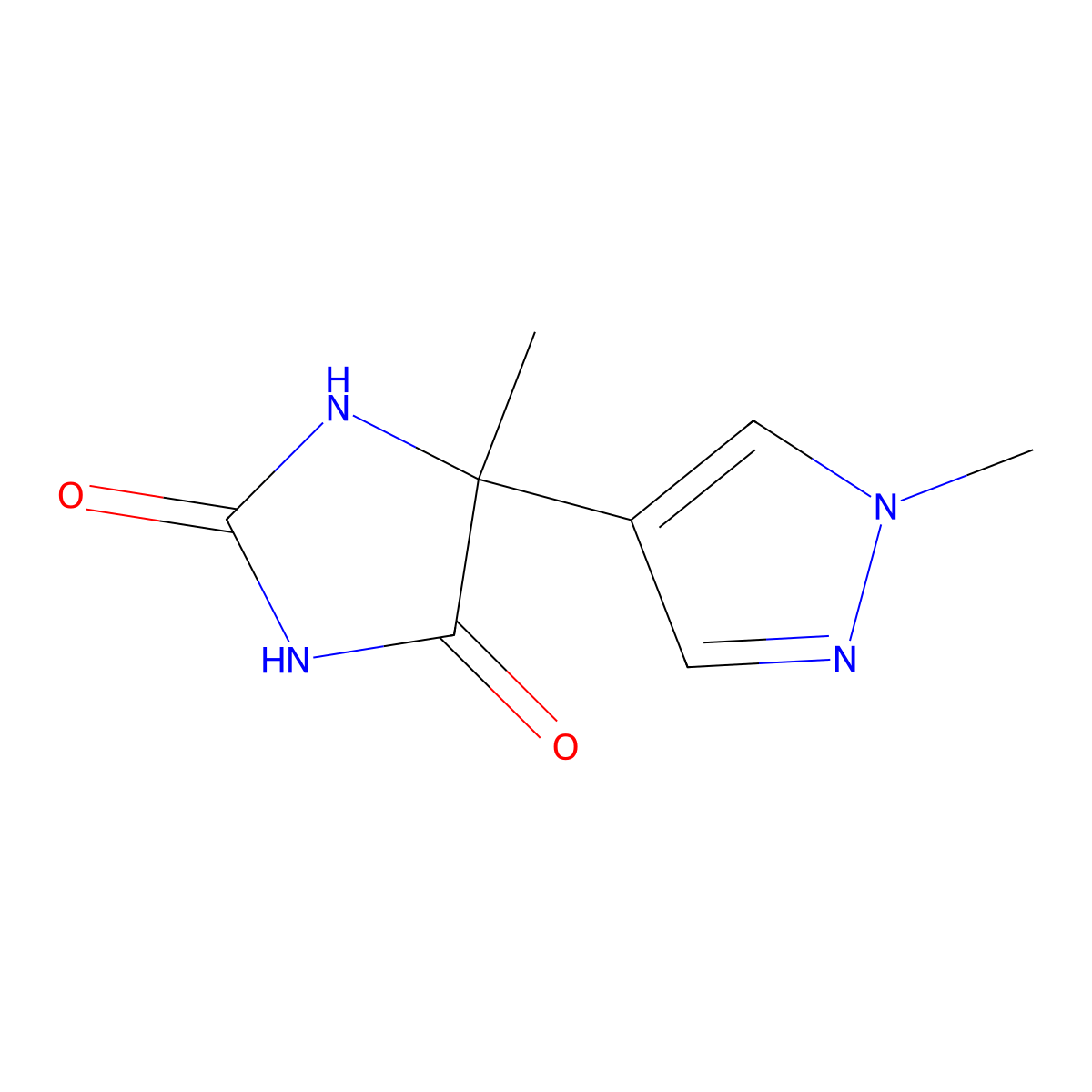 5-methyl-5-(1-methyl-1H-pyrazol-4-yl)imidazolidine-2,4-dione molecular structure, CAS 1421601-85-5