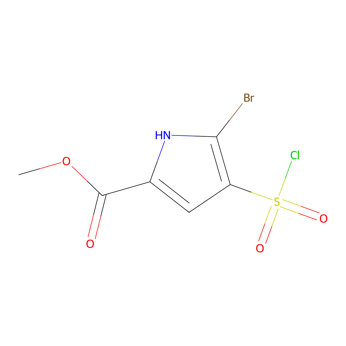 methyl 5-bromo-4-(chlorosulfonyl)-1H-pyrrole-2-carboxylate molecular structure, CAS 1421601-87-7